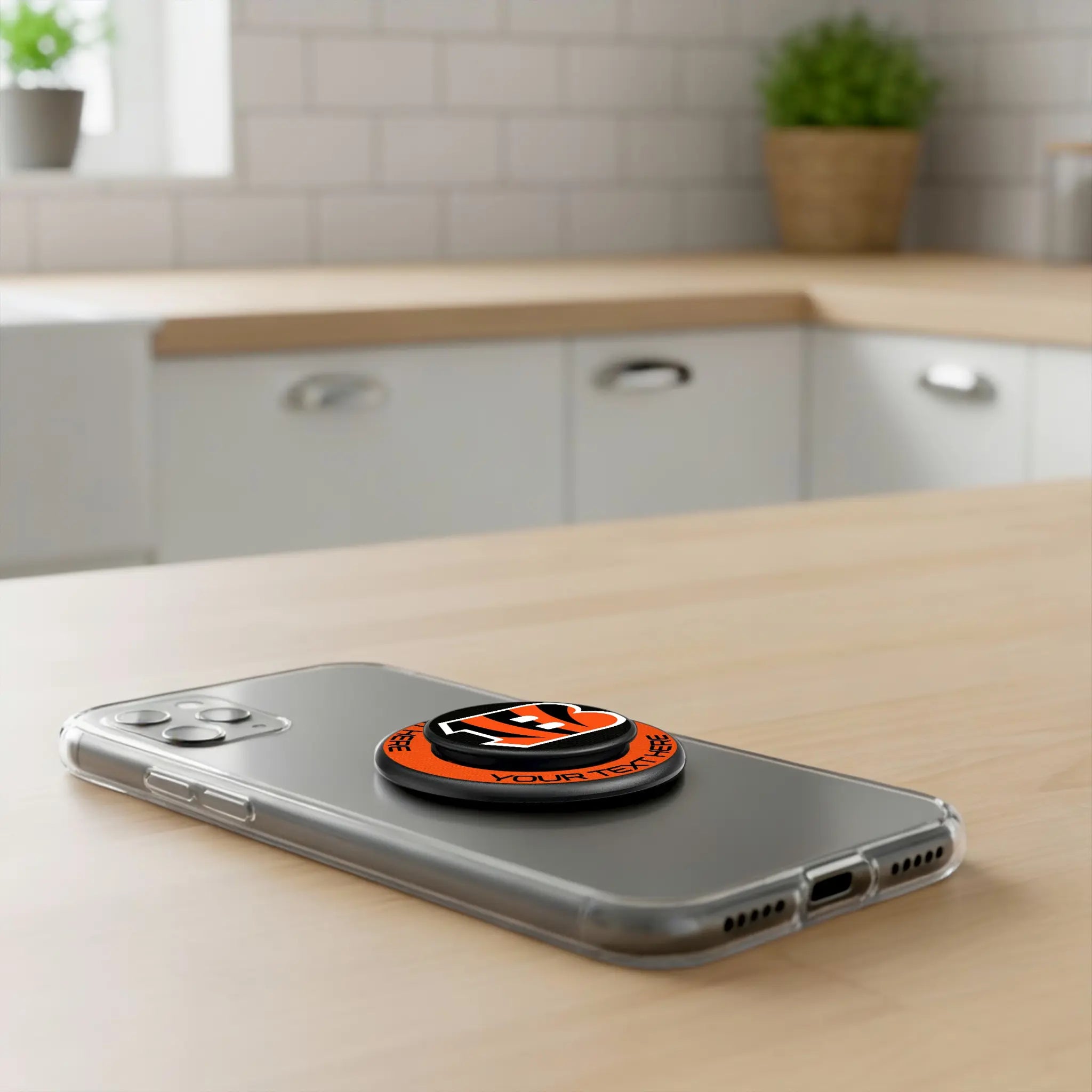 Cincinnati Bengals Personalized Endzone Solid Popsockets Round Magnetic - Lifestyle