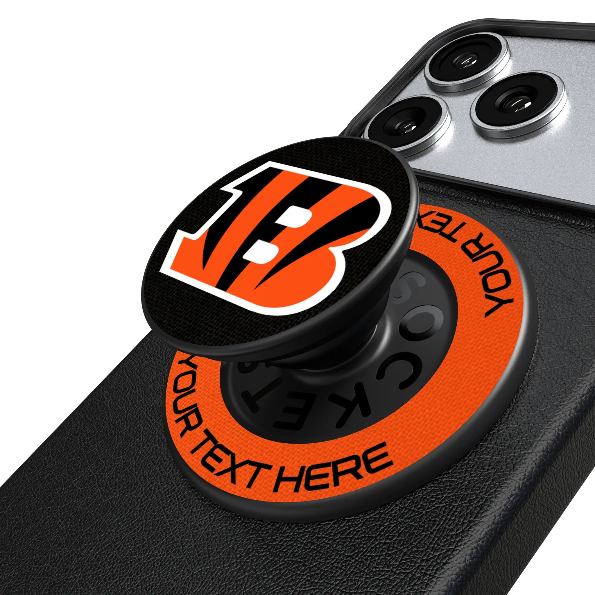 Cincinnati Bengals Personalized Endzone Solid Popsockets Round Magnetic