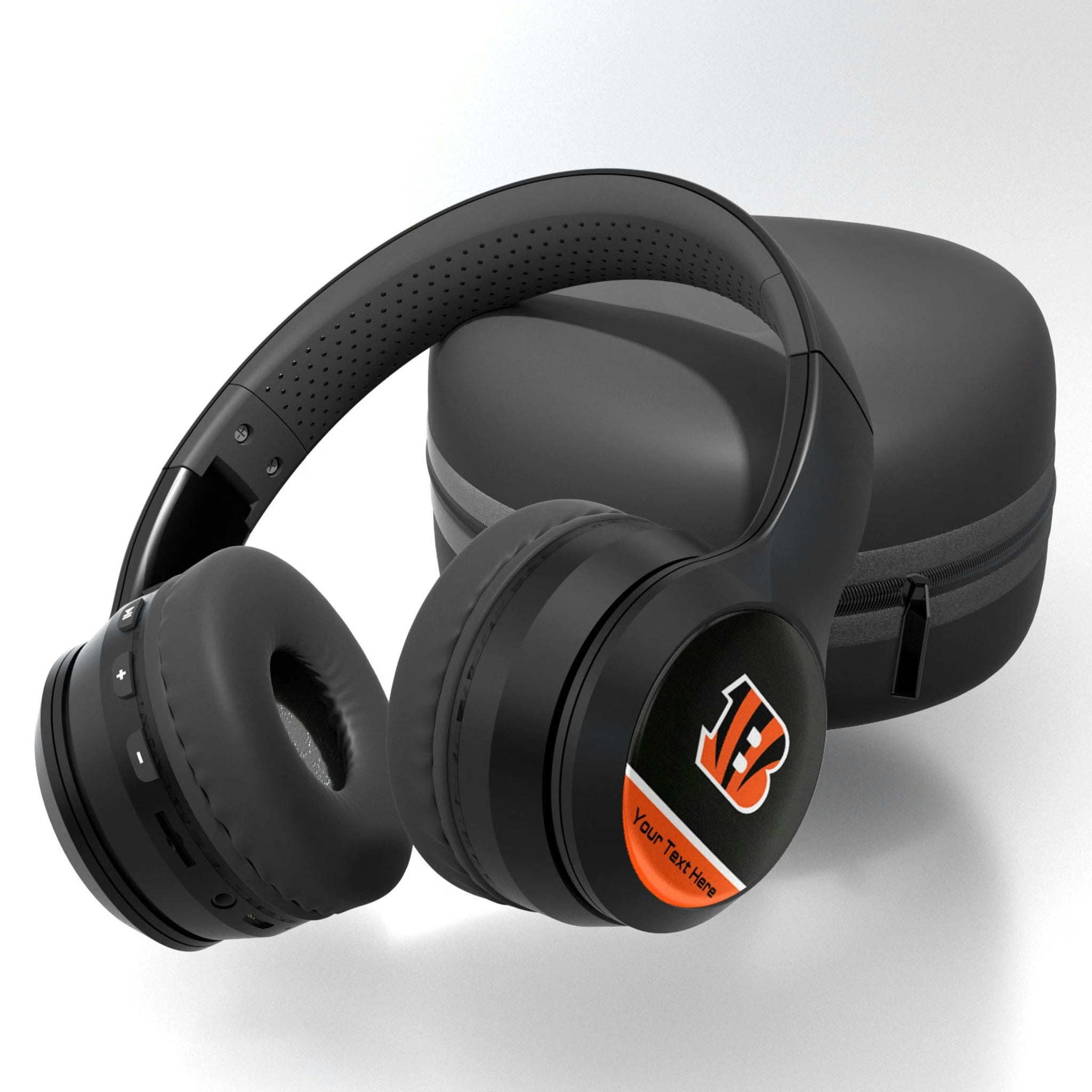 Cincinnati Bengals Personalized Endzone Solid Wireless Over-Ear BT Headphones With Case