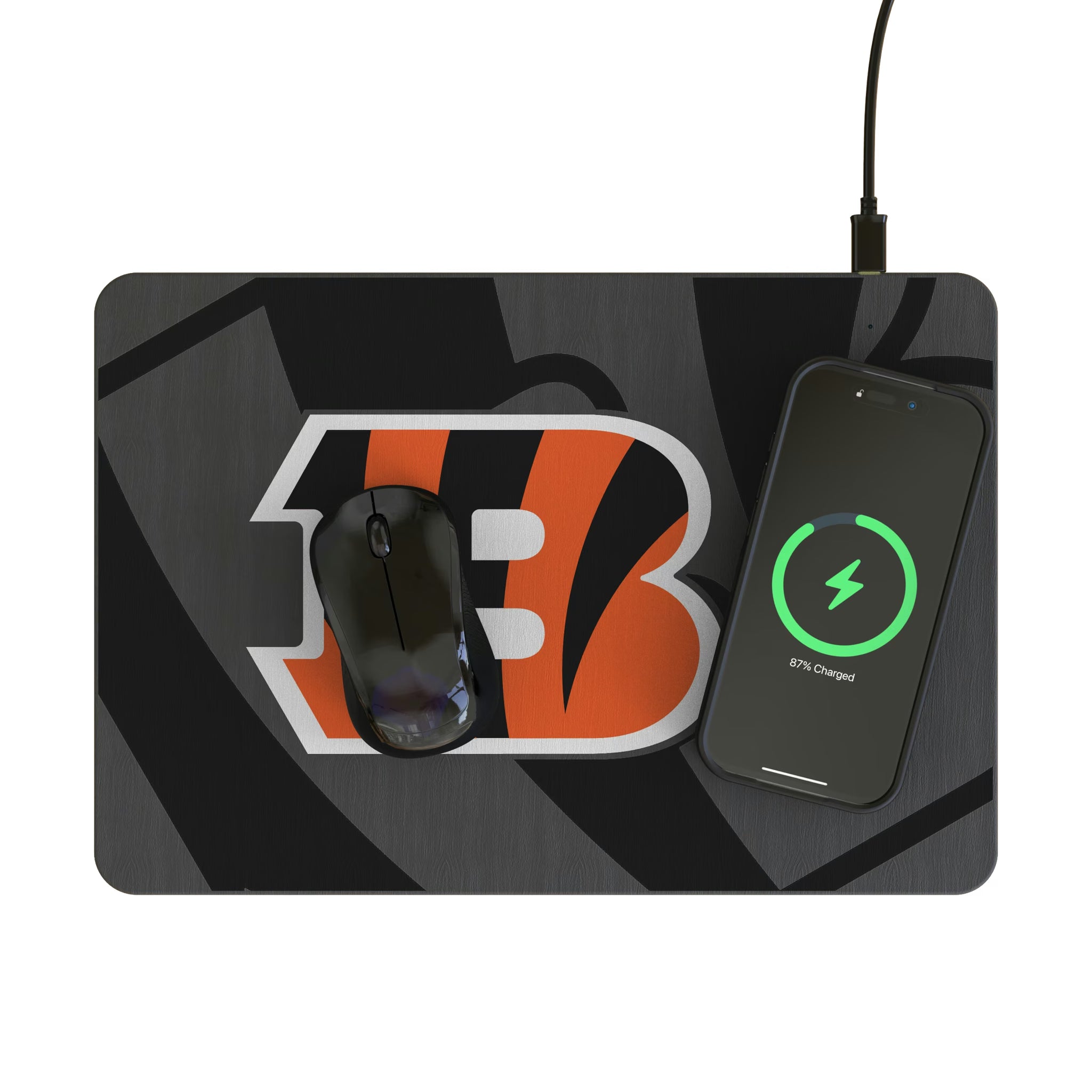Cincinnati Bengals Personalized Tilt 15-Watt Wireless Charger and Mouse Pad - Lifestyle