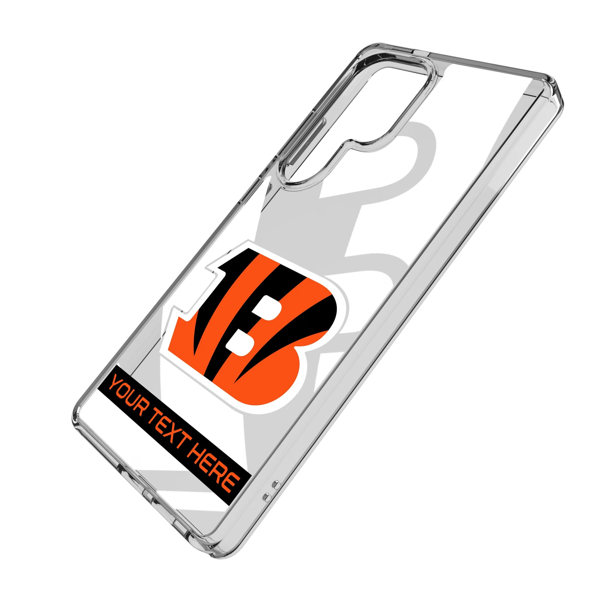 Cincinnati Bengals Personalized Tilt Galaxy Clear Phone Case for Samsung Galaxy - Isometric View