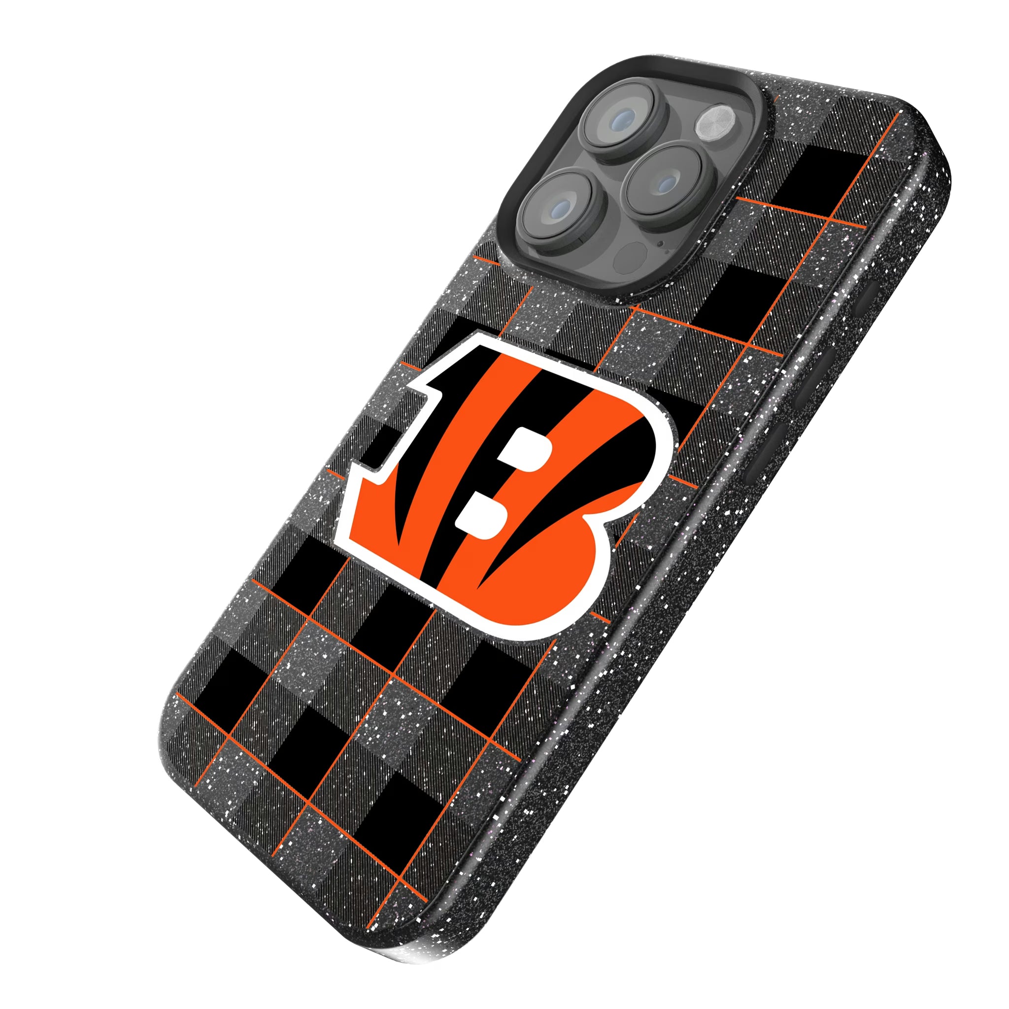 Cincinnati Bengals Plaid iPhone Bling Phone Case for Apple iPhone - Isometric View