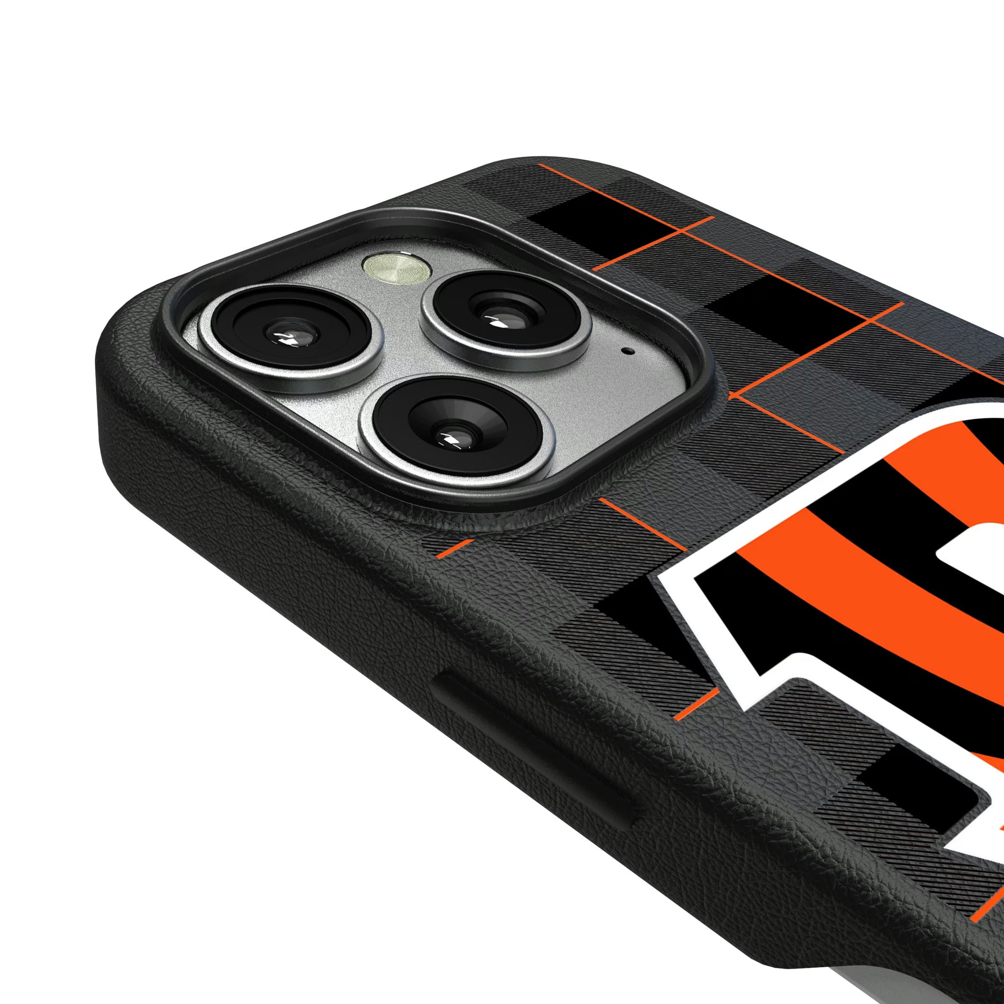 Cincinnati Bengals Plaid iPhone MagSafe Compatible Phone Case for Apple iPhone - Detail