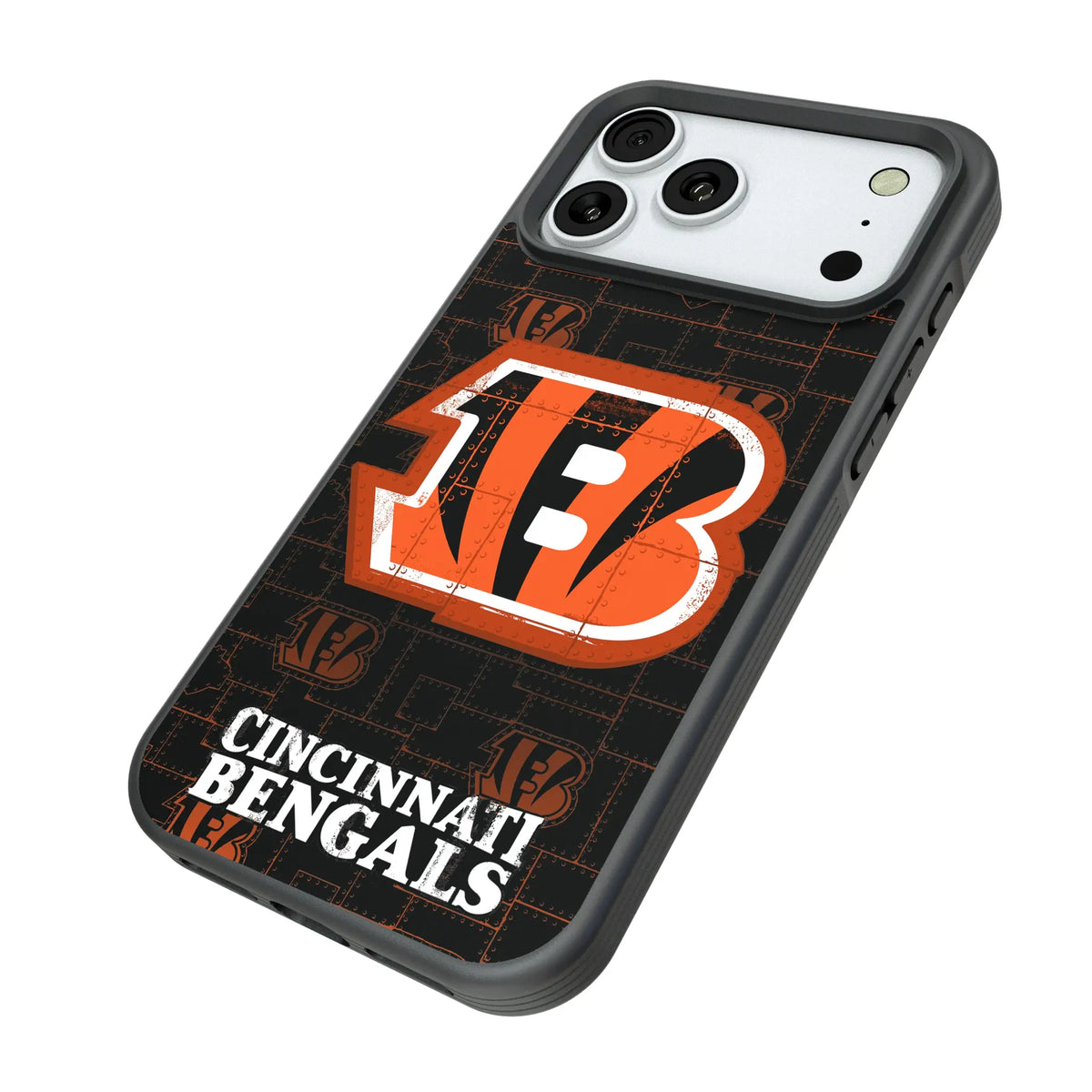 Cincinnati Bengals Rivet iPhone Bump Phone Case for Apple iPhone - Isometric View#Device_iPhone 18 Pro Max