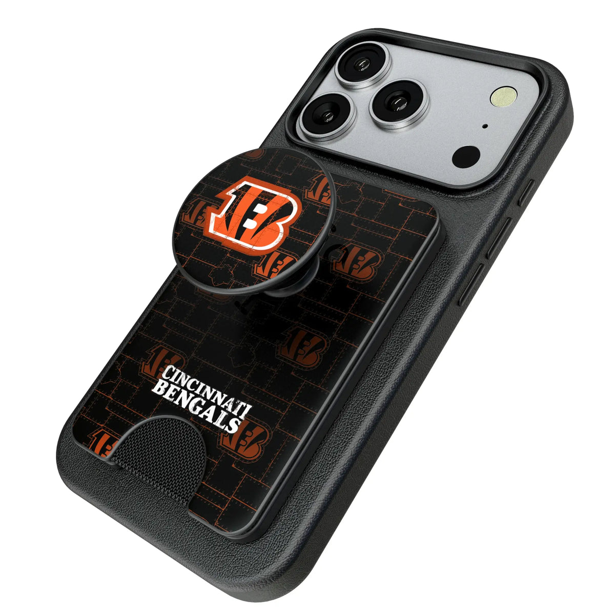 Cincinnati Bengals Rivet Popsockets Wallet Magnetic - Isometric View
