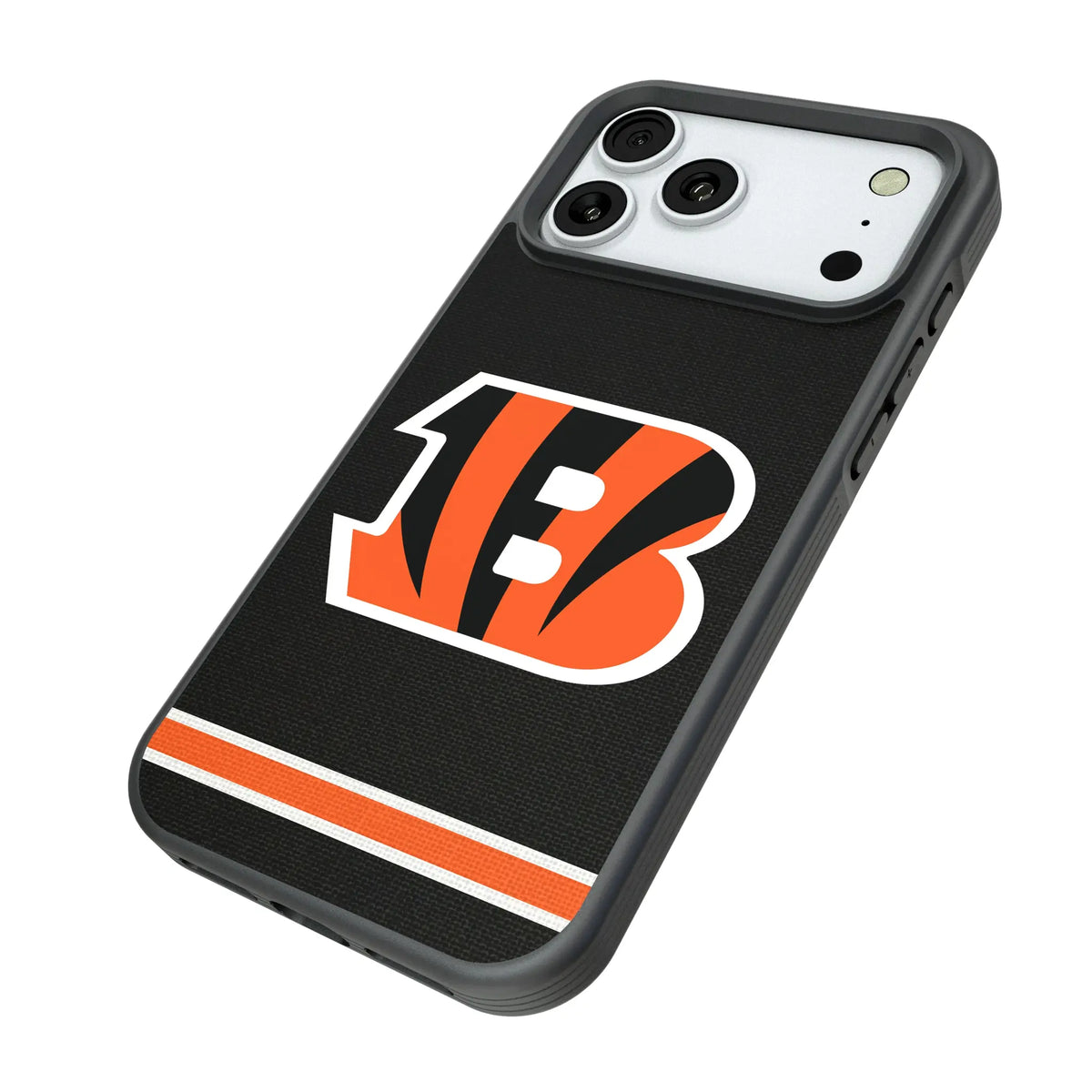 Cincinnati Bengals Stripe iPhone Bump Phone Case for Apple iPhone - Isometric View#Device_iPhone 18 Pro Max