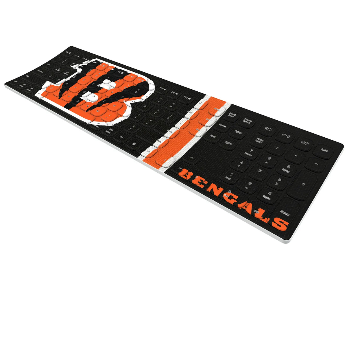 Cincinnati Bengals Stripe KKB605 Curved Wireless Keyboard - Isometric View