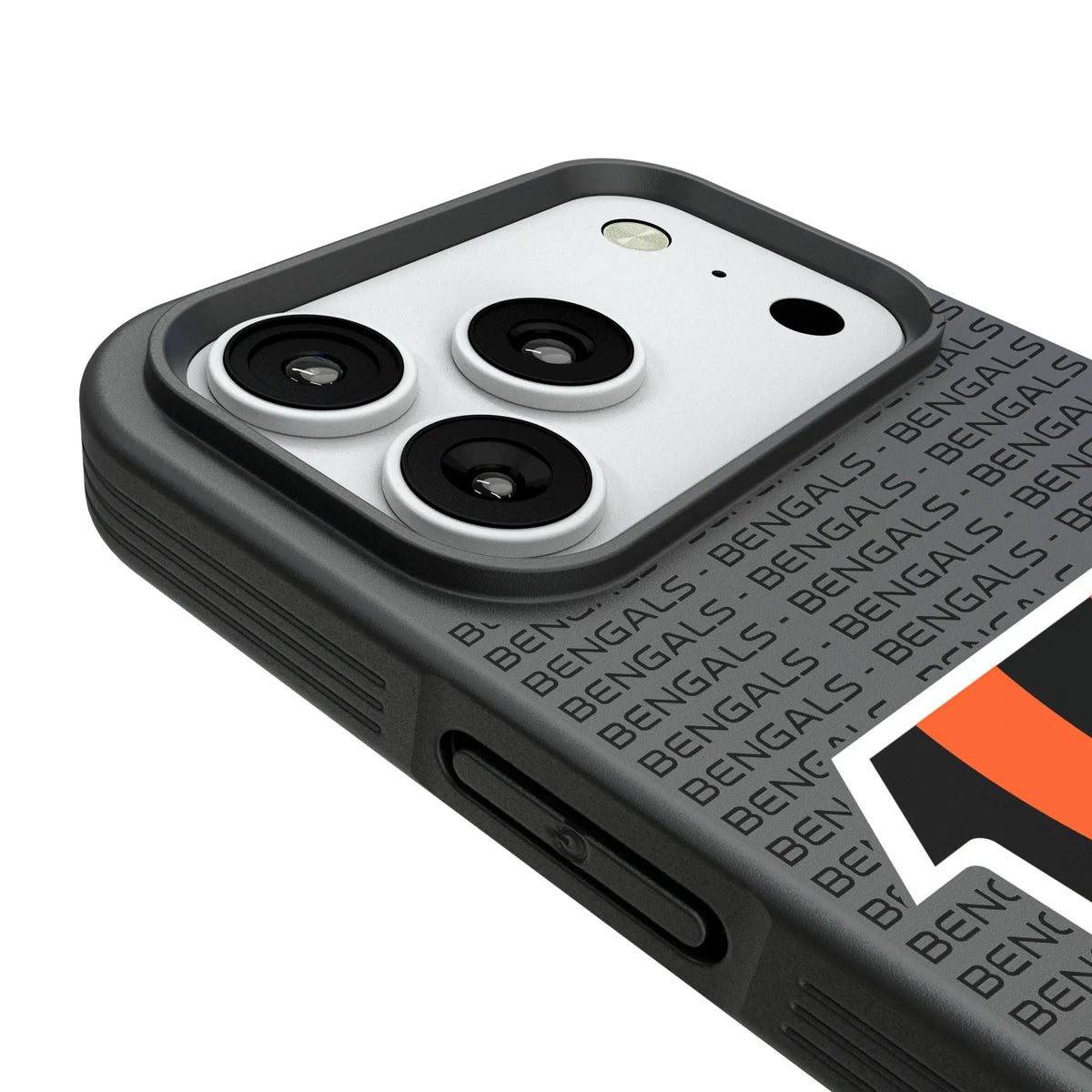 Cincinnati Bengals Text Backdrop iPhone Bump Phone Case for Apple iPhone - Detail#Device_iPhone 18 Pro