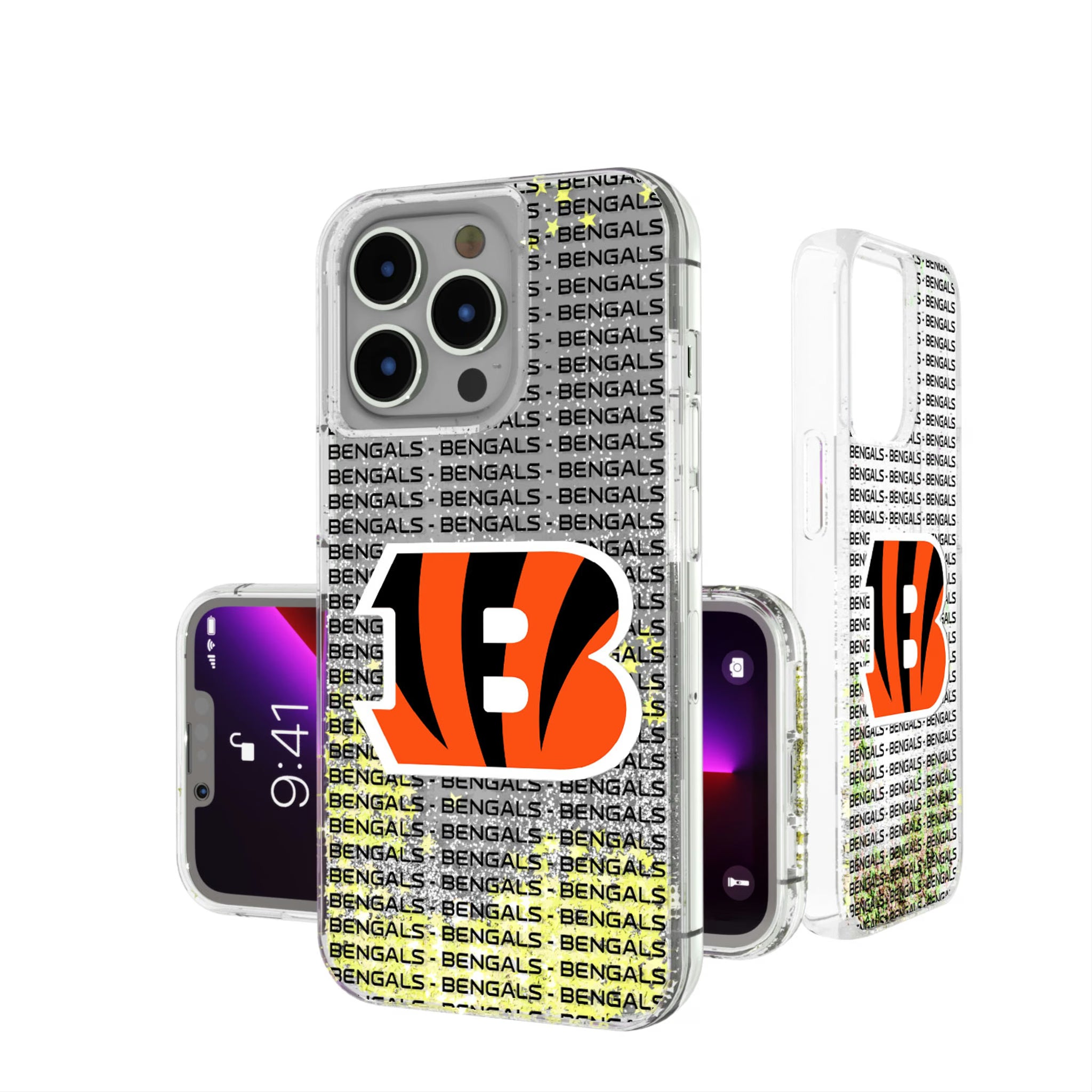 Cincinnati Bengals Text Backdrop iPhone Glitter Phone Case for Apple iPhone