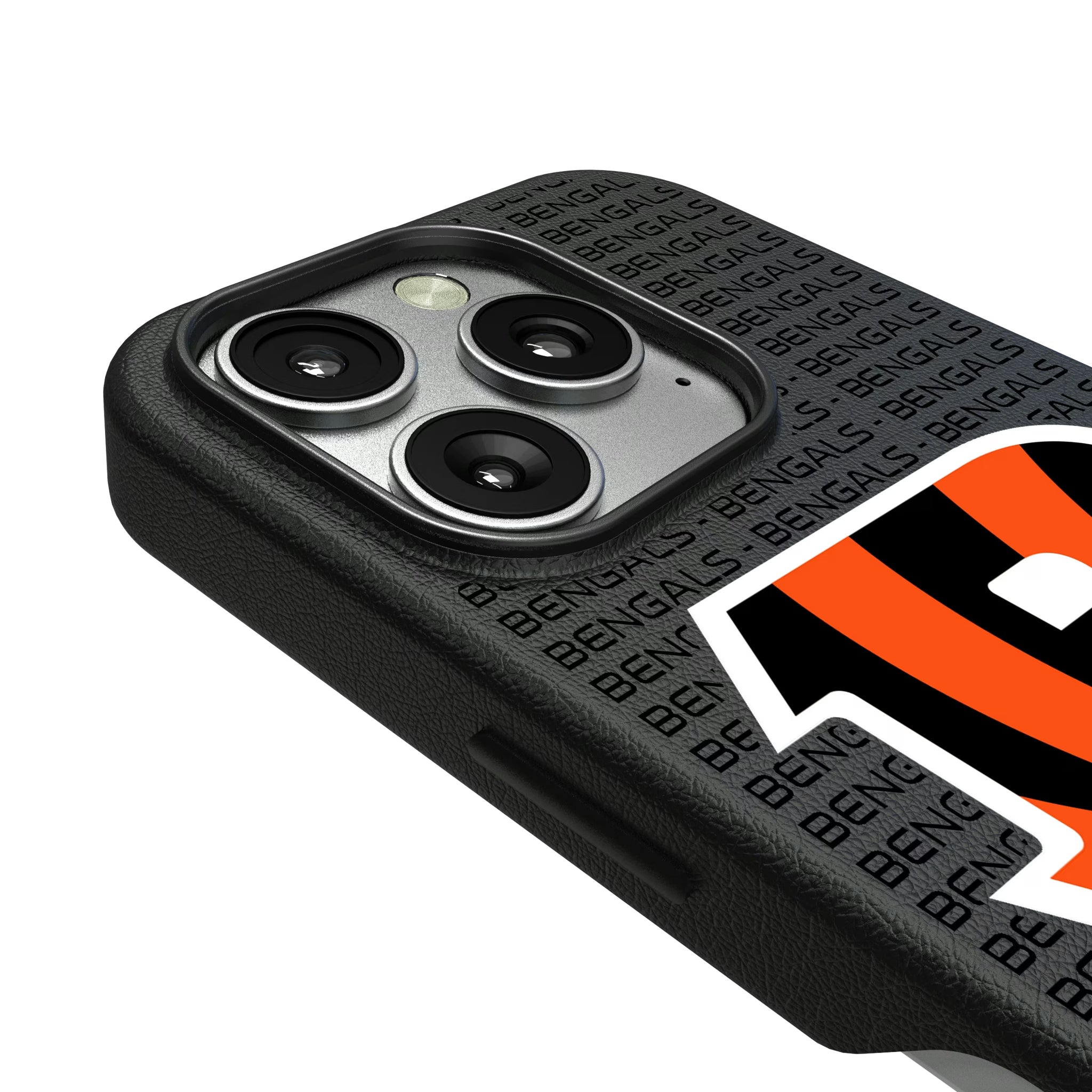 Cincinnati Bengals Text Backdrop iPhone MagSafe Compatible Phone Case for Apple iPhone - Detail