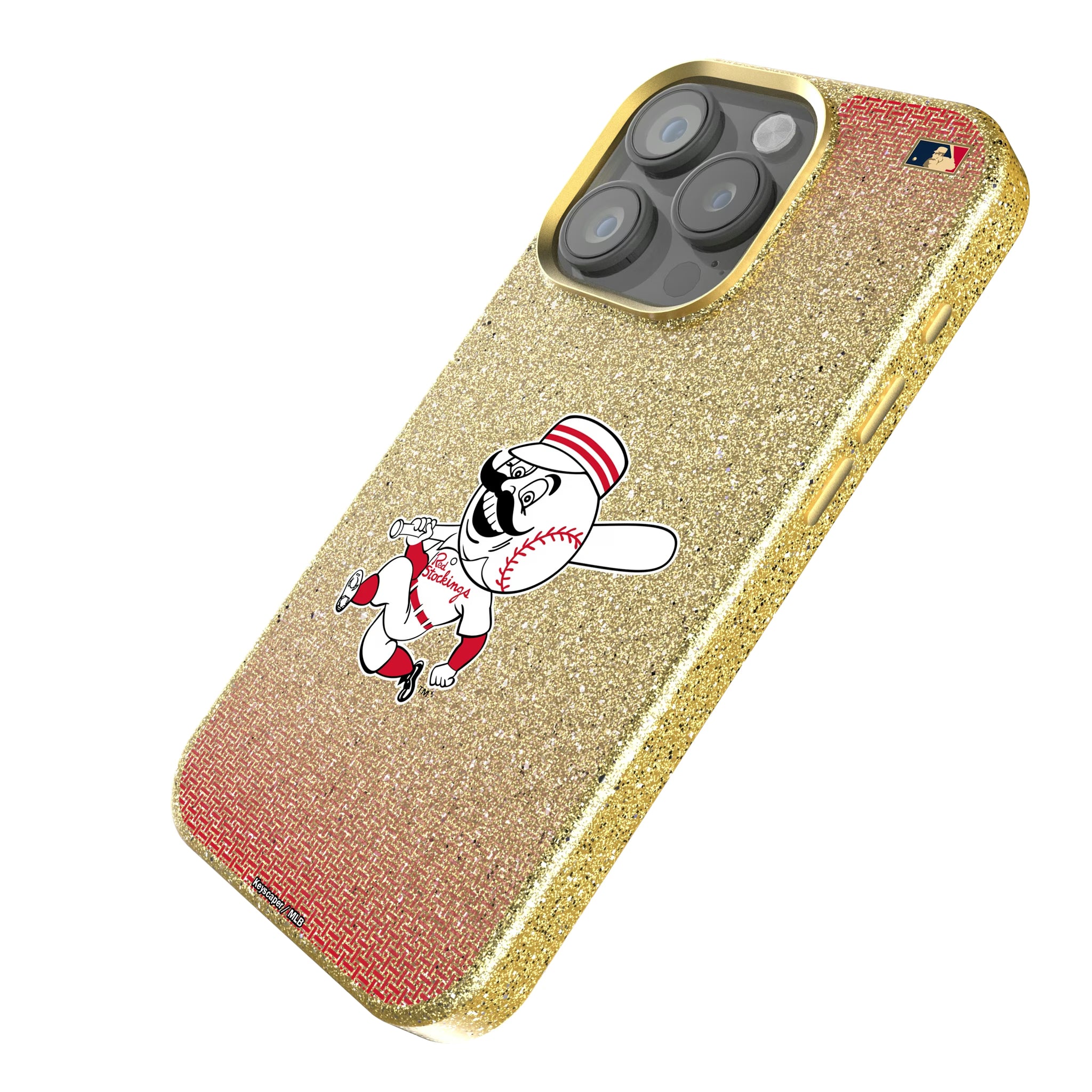 Cincinnati Reds 1953-1967 - Cooperstown Collection Linen iPhone Bling Phone Case for Apple iPhone - Isometric View