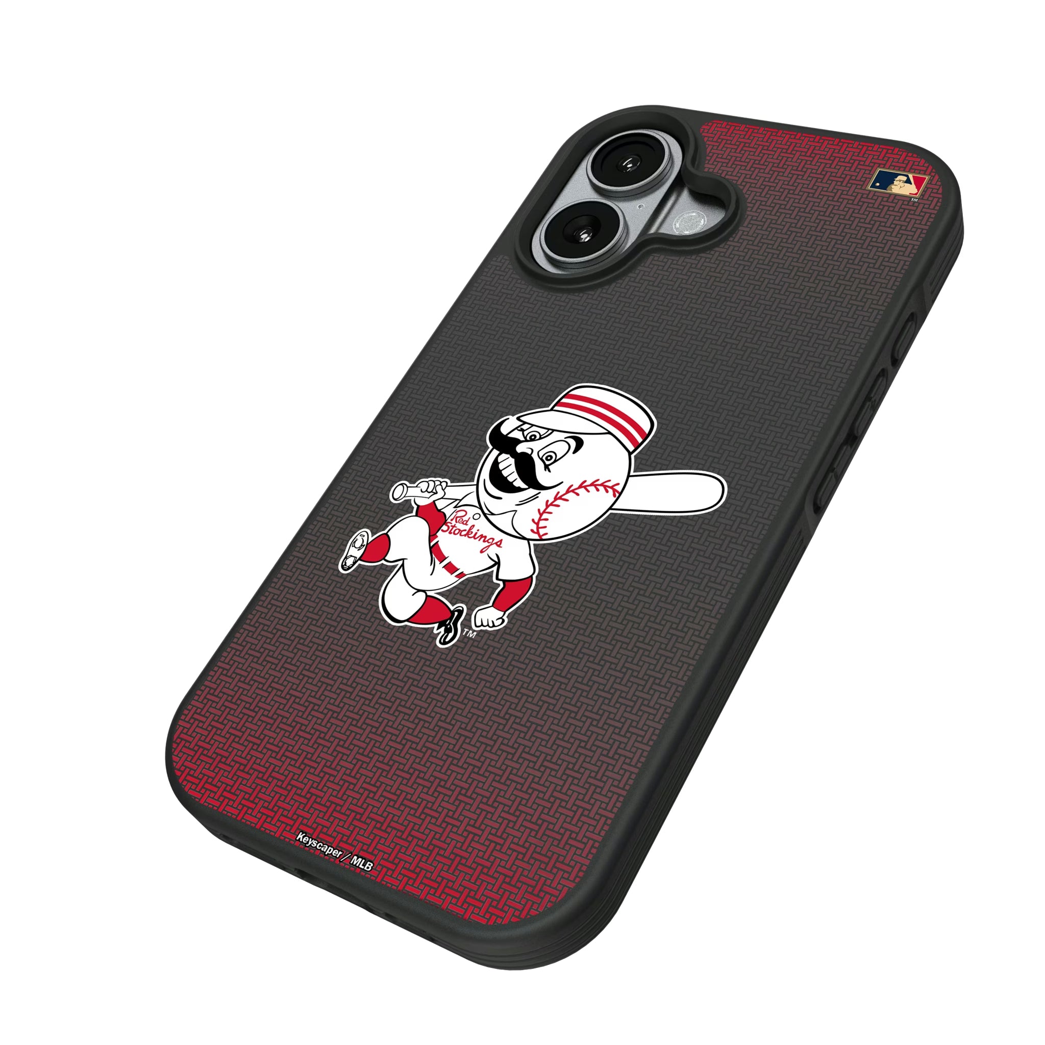 Cincinnati Reds 1953-1967 - Cooperstown Collection Linen iPhone Bump Phone Case for Apple iPhone - Isometric View#Device_iPhone 17