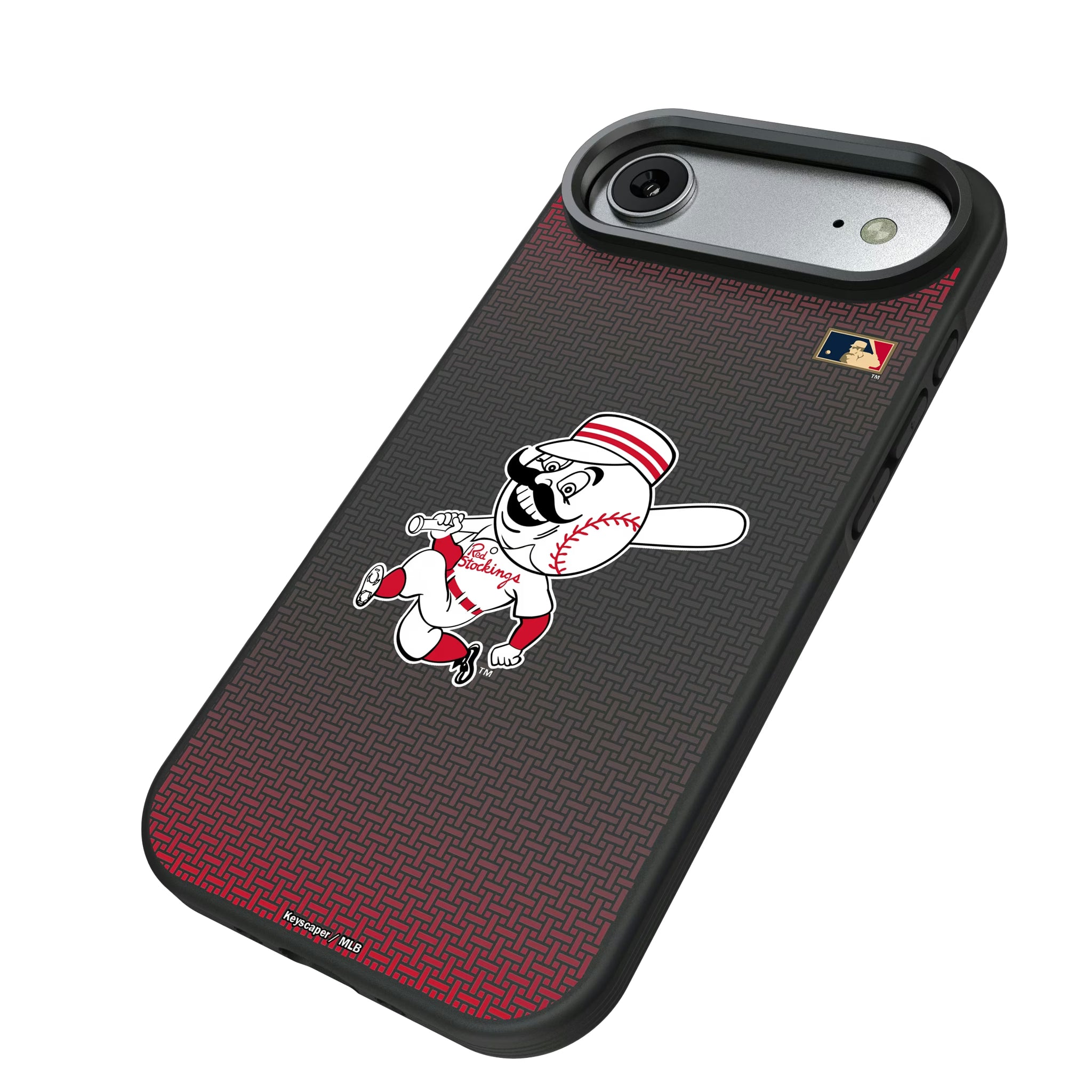 Cincinnati Reds 1953-1967 - Cooperstown Collection Linen iPhone Bump Phone Case for Apple iPhone - Isometric View#Device_iPhone Air