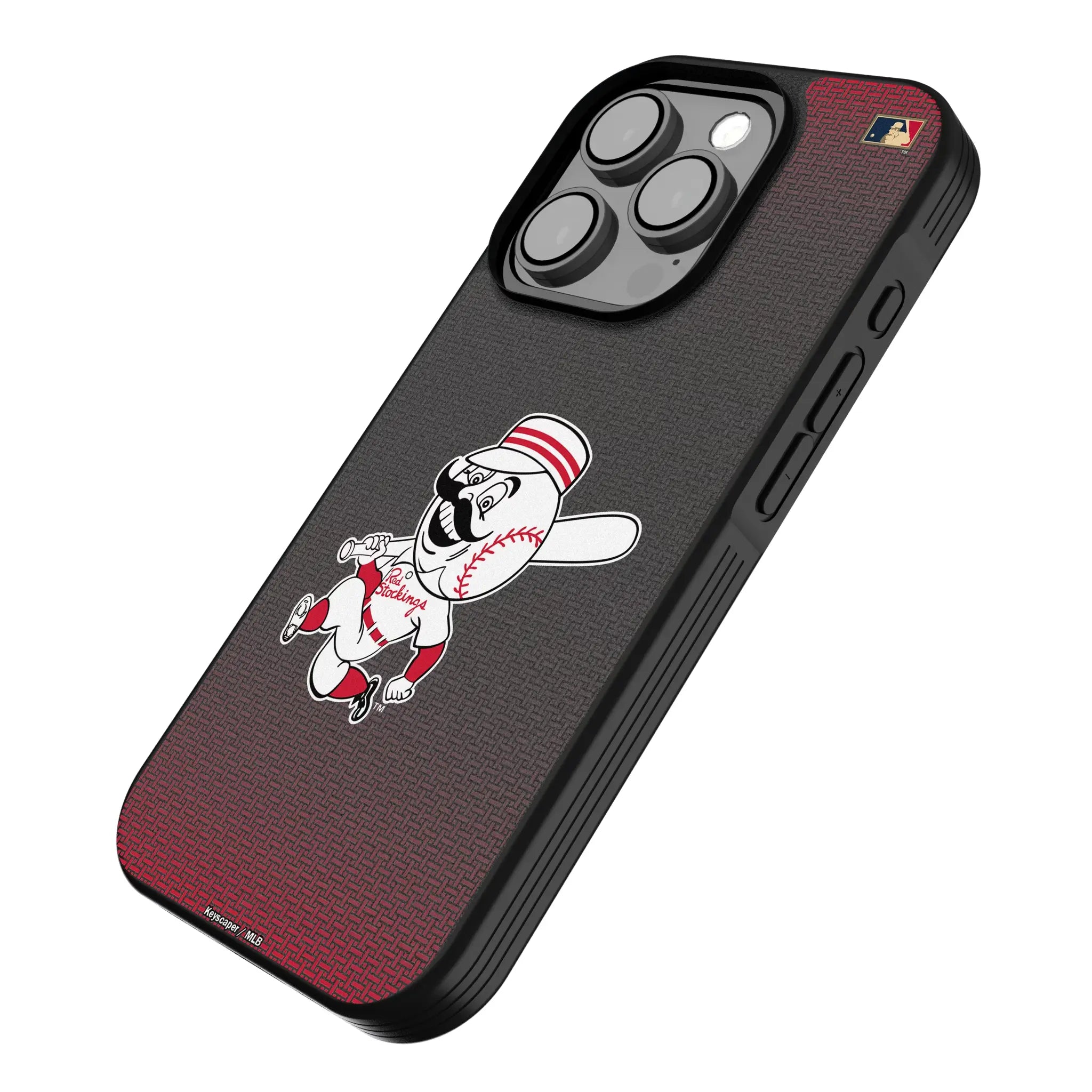 Cincinnati Reds 1953-1967 - Cooperstown Collection Linen iPhone Bump Phone Case for Apple iPhone - Isometric View