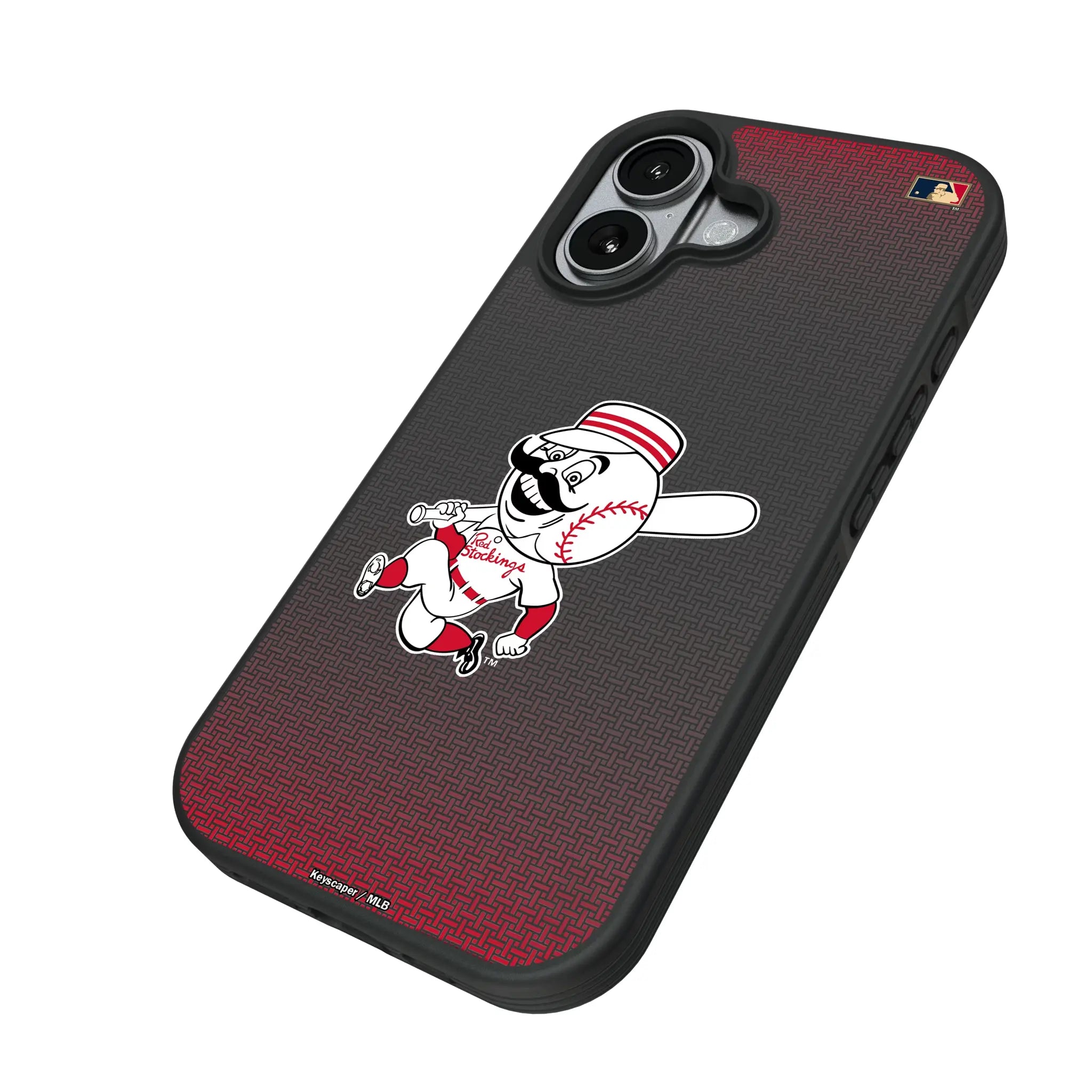 Cincinnati Reds 1953-1967 - Cooperstown Collection Linen iPhone Bump Phone Case for Apple iPhone - Isometric View#Device_iPhone 17