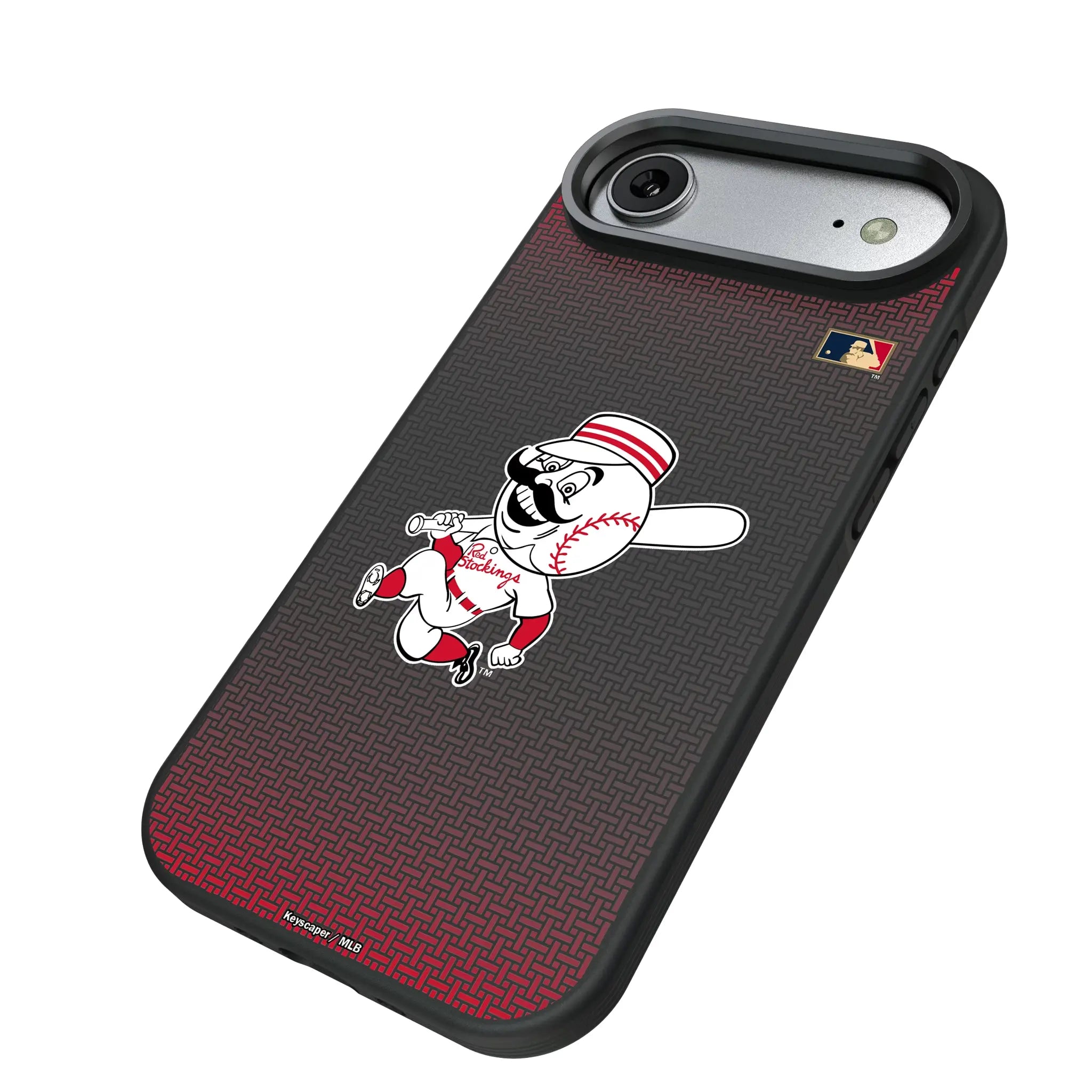 Cincinnati Reds 1953-1967 - Cooperstown Collection Linen iPhone Bump Phone Case for Apple iPhone - Isometric View#Device_iPhone Air