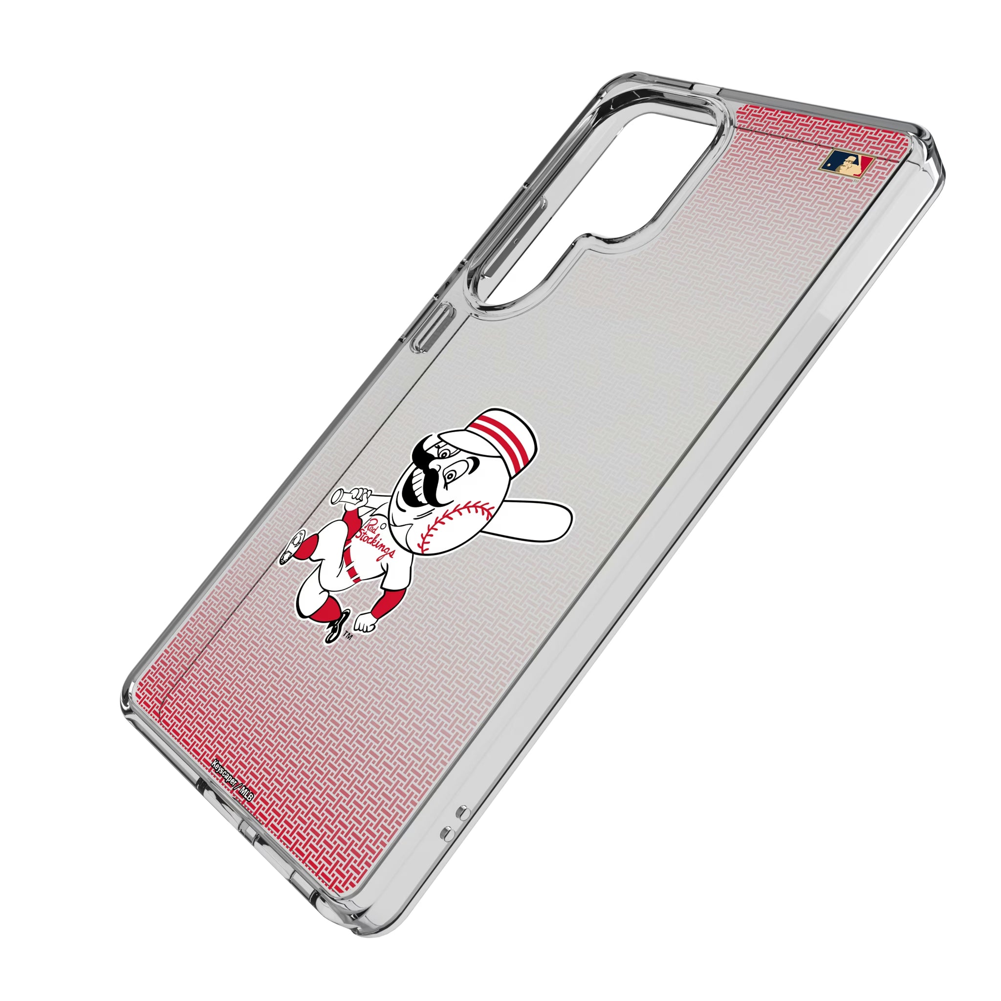 Cincinnati Reds 1953-1967 - Cooperstown Collection Linen Galaxy Clear Phone Case for Samsung Galaxy - Isometric View