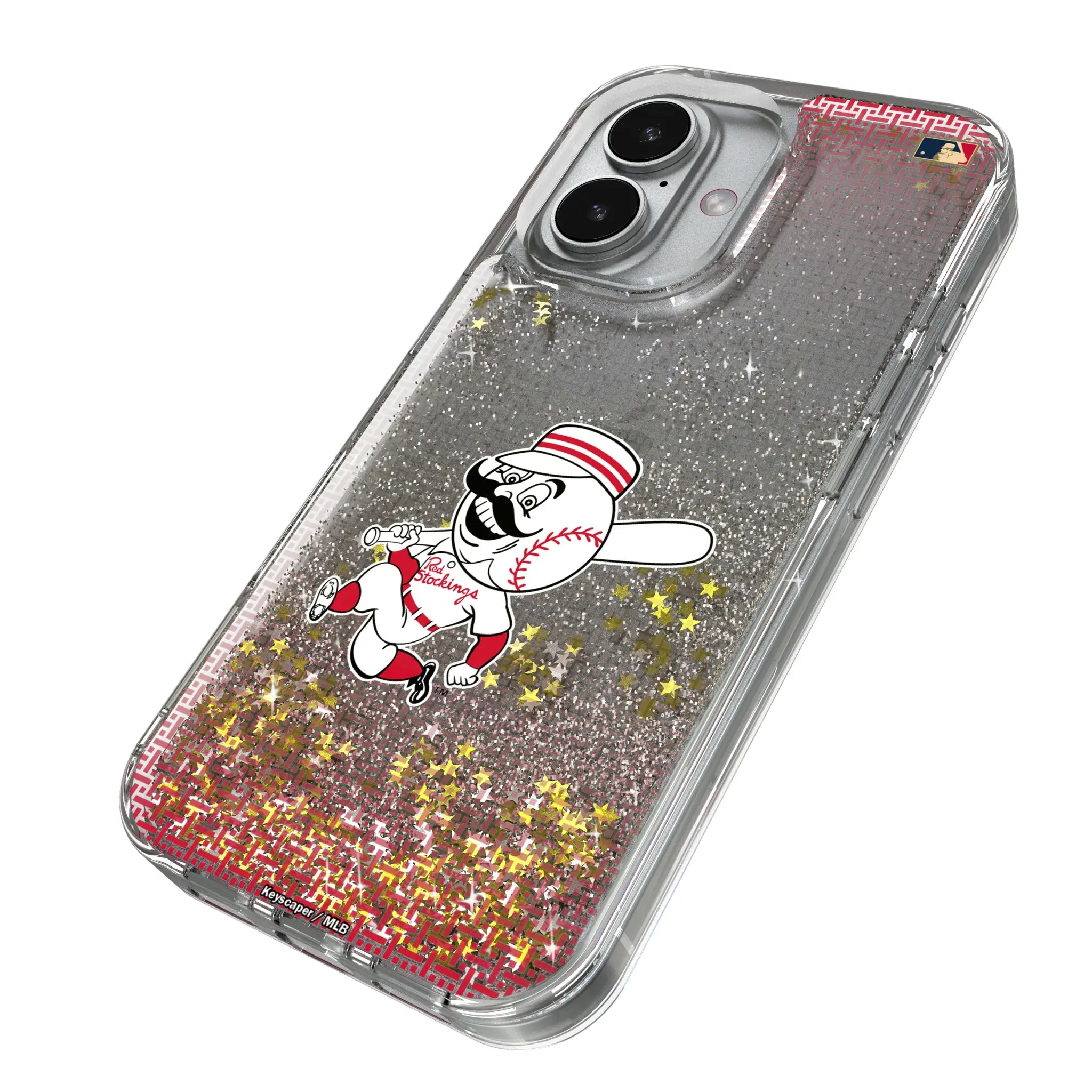 Cincinnati Reds 1953-1967 - Cooperstown Collection Linen iPhone Glitter Phone Case for Apple iPhone - Isometric View