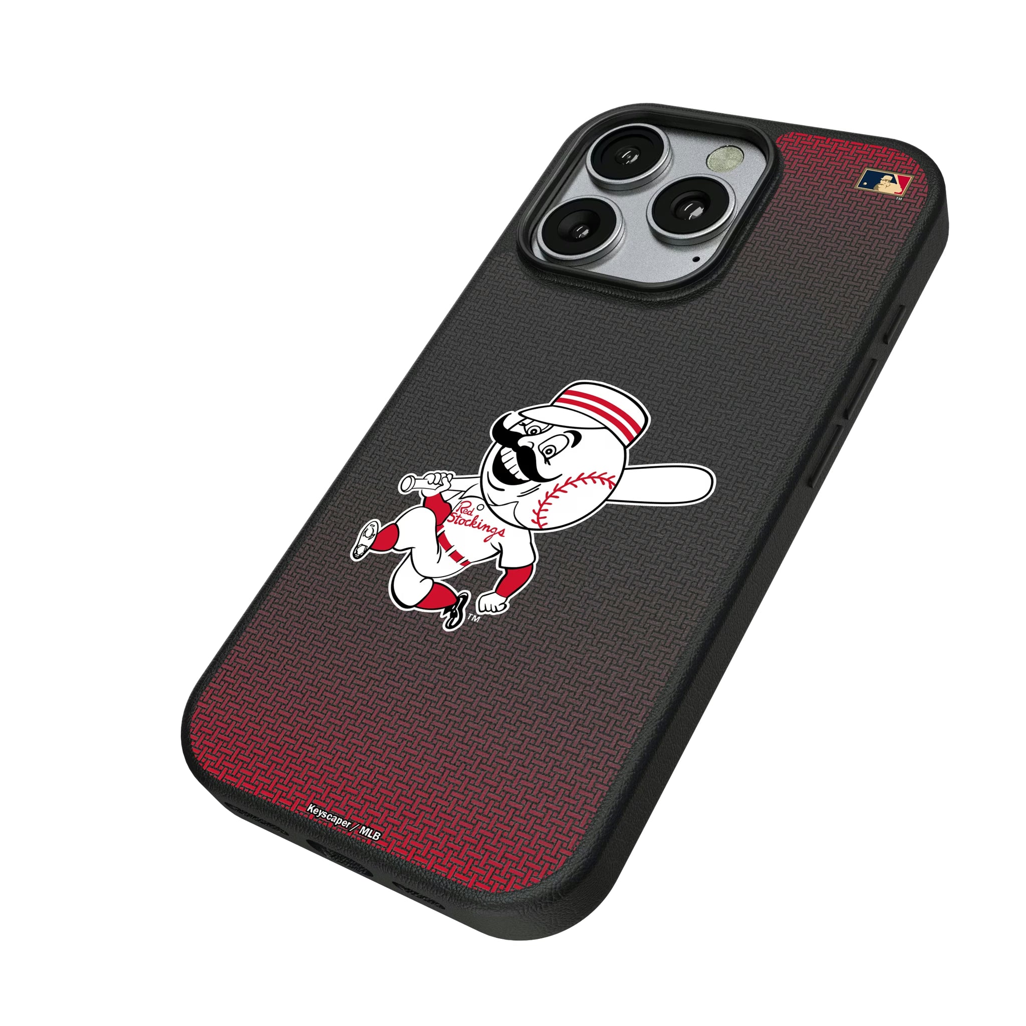 Cincinnati Reds 1953-1967 - Cooperstown Collection Linen iPhone MagSafe Compatible Phone Case for Apple iPhone - Isometric View