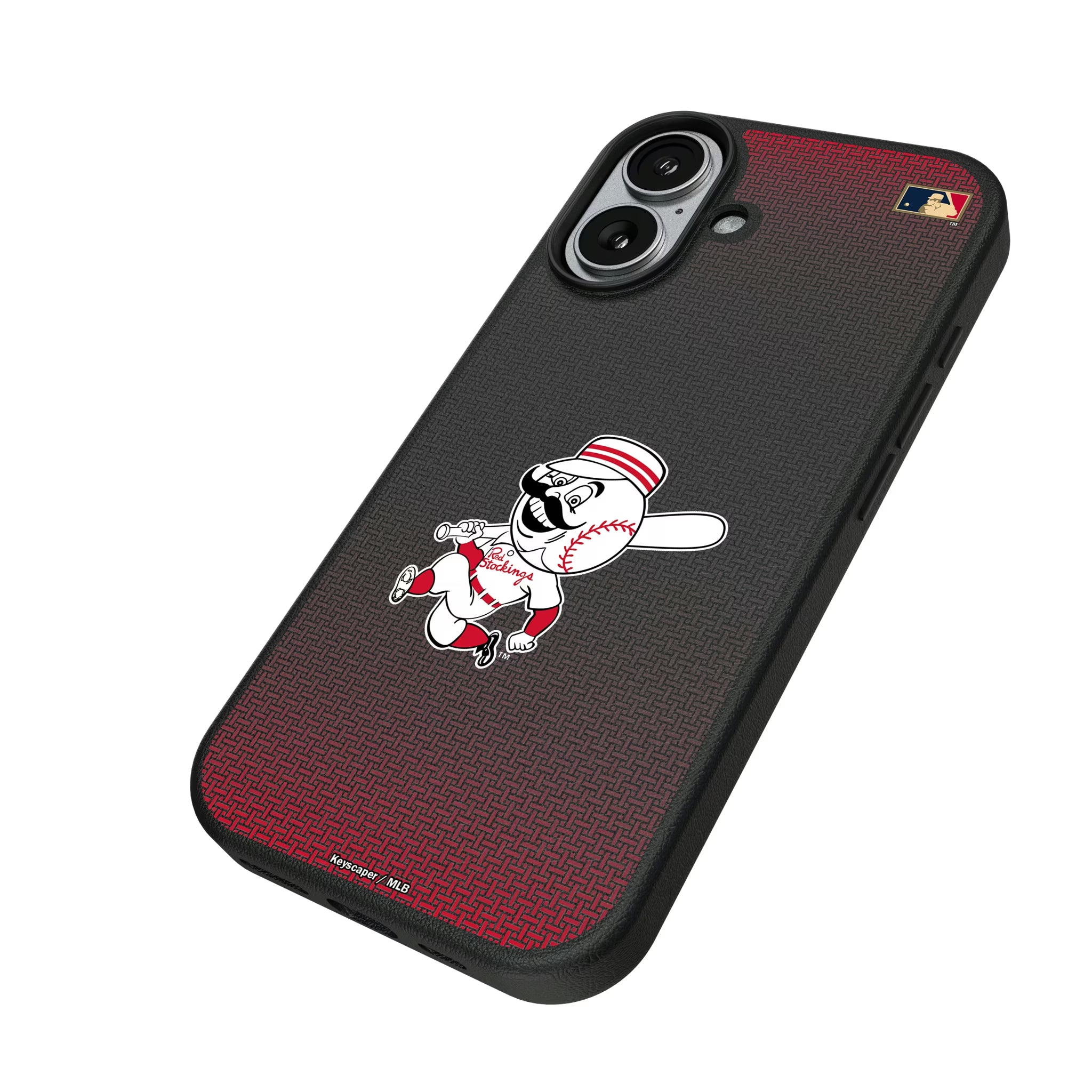 Cincinnati Reds 1953-1967 - Cooperstown Collection Linen iPhone MagSafe Compatible Phone Case for Apple iPhone - Isometric View#Device_iPhone 17