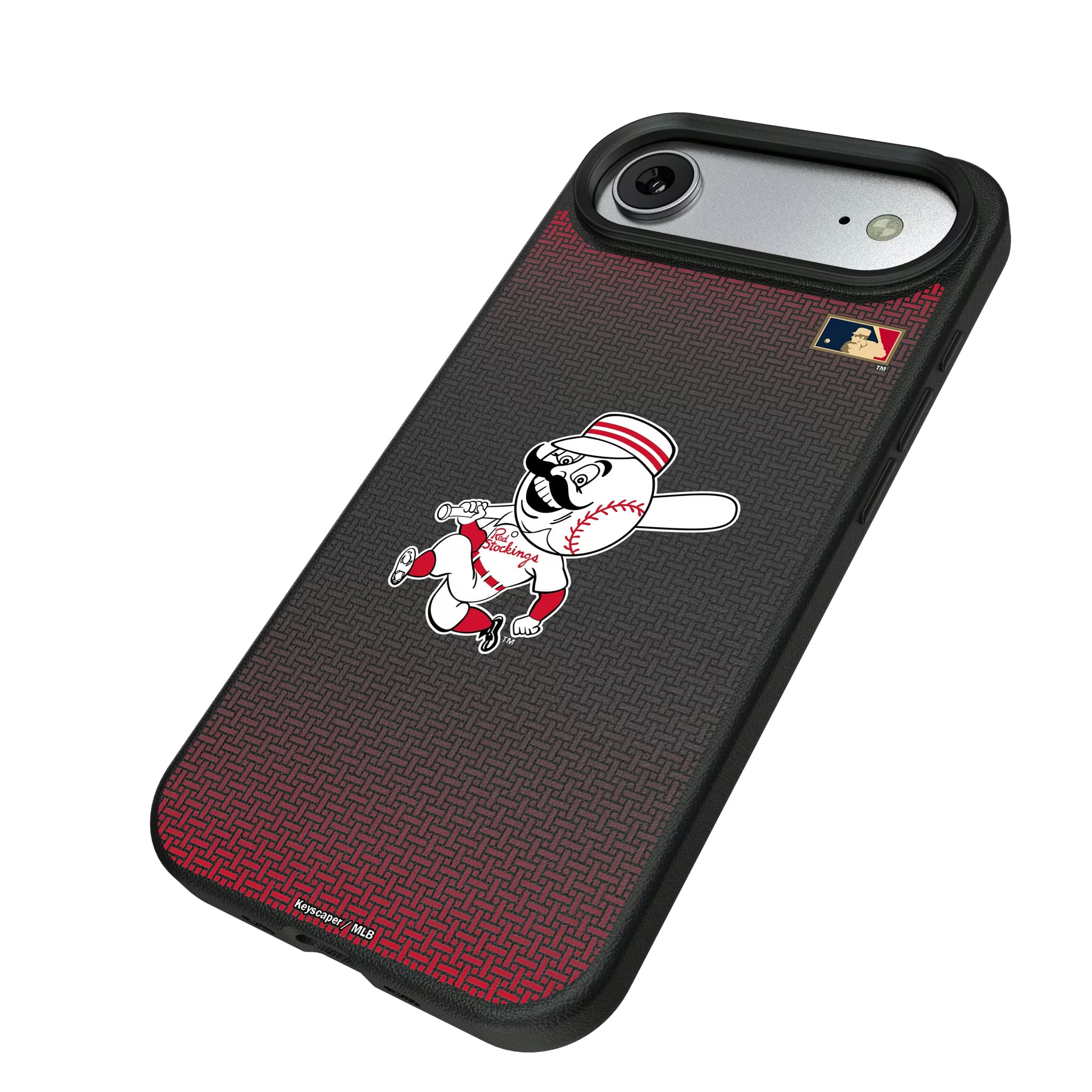 Cincinnati Reds 1953-1967 - Cooperstown Collection Linen iPhone MagSafe Compatible Phone Case for Apple iPhone - Isometric View#Device_iPhone Air