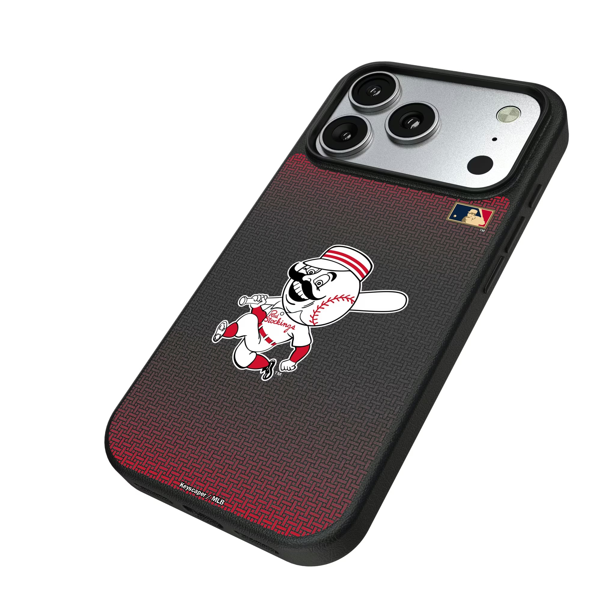 Cincinnati Reds 1953-1967 - Cooperstown Collection Linen iPhone MagSafe Compatible Phone Case for Apple iPhone - Isometric View#Device_iPhone 17 Pro