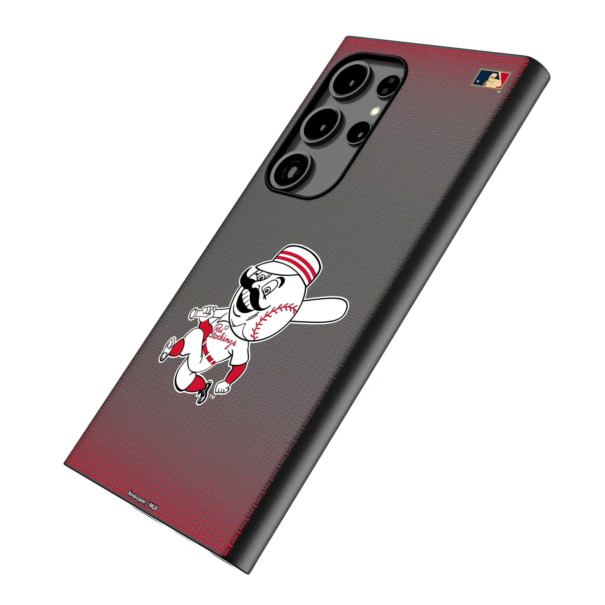 Cincinnati Reds 1953-1967 - Cooperstown Collection Linen Galaxy MagSafe Compatible Phone Case for Samsung Galaxy - Isometric View