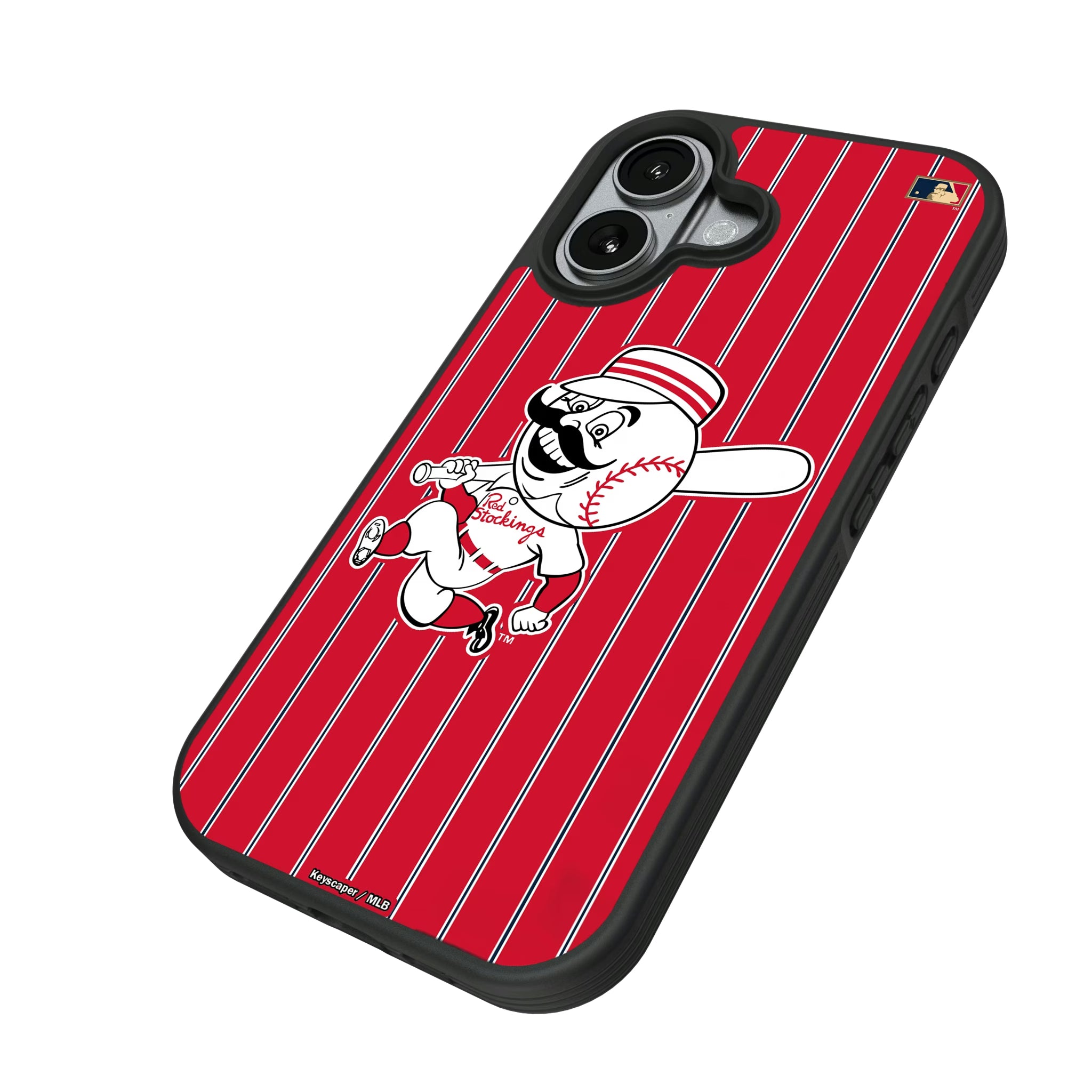 Cincinnati Reds 1953-1967 - Cooperstown Collection Pinstripe iPhone Bump Phone Case for Apple iPhone - Isometric View#Device_iPhone 17