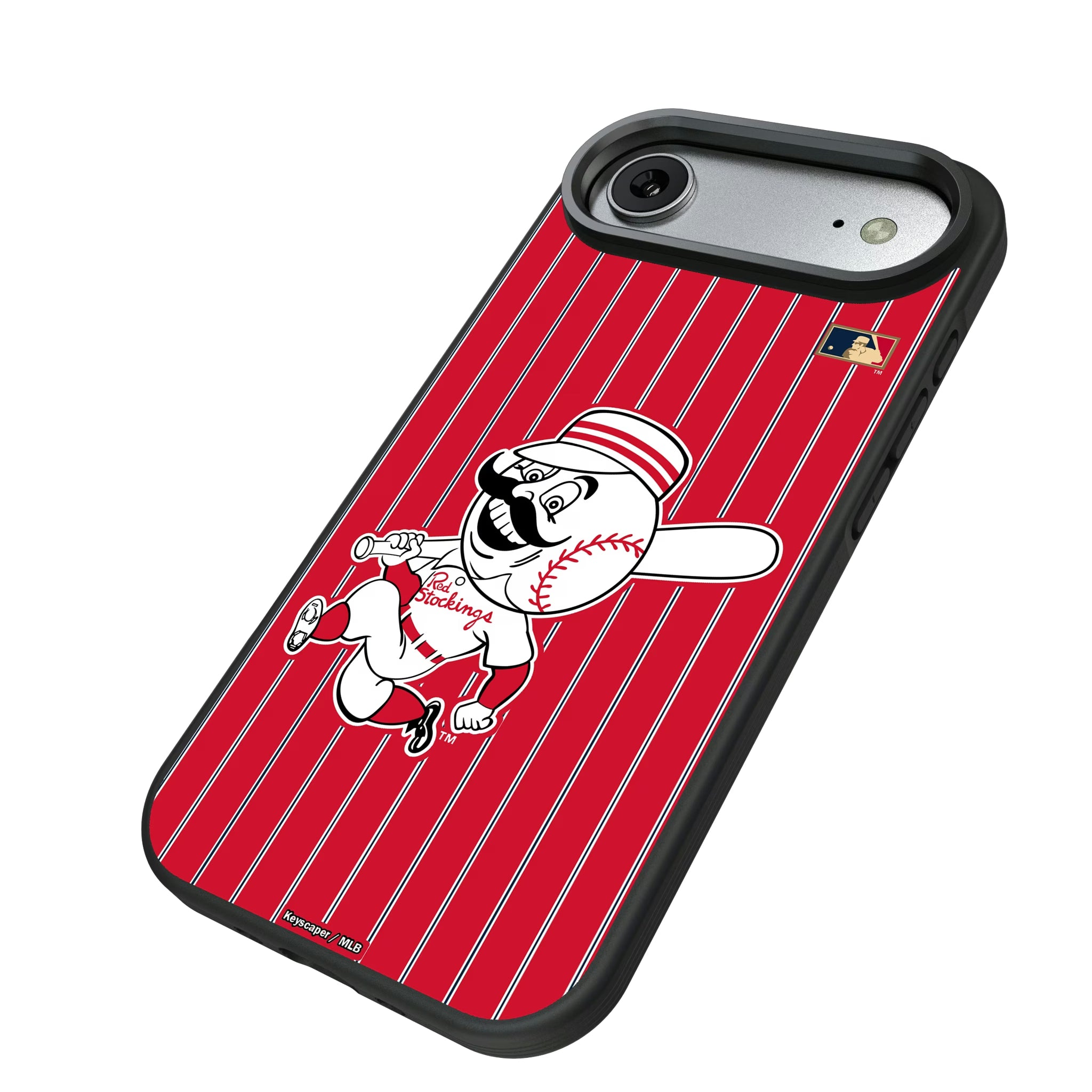 Cincinnati Reds 1953-1967 - Cooperstown Collection Pinstripe iPhone Bump Phone Case for Apple iPhone - Isometric View#Device_iPhone Air