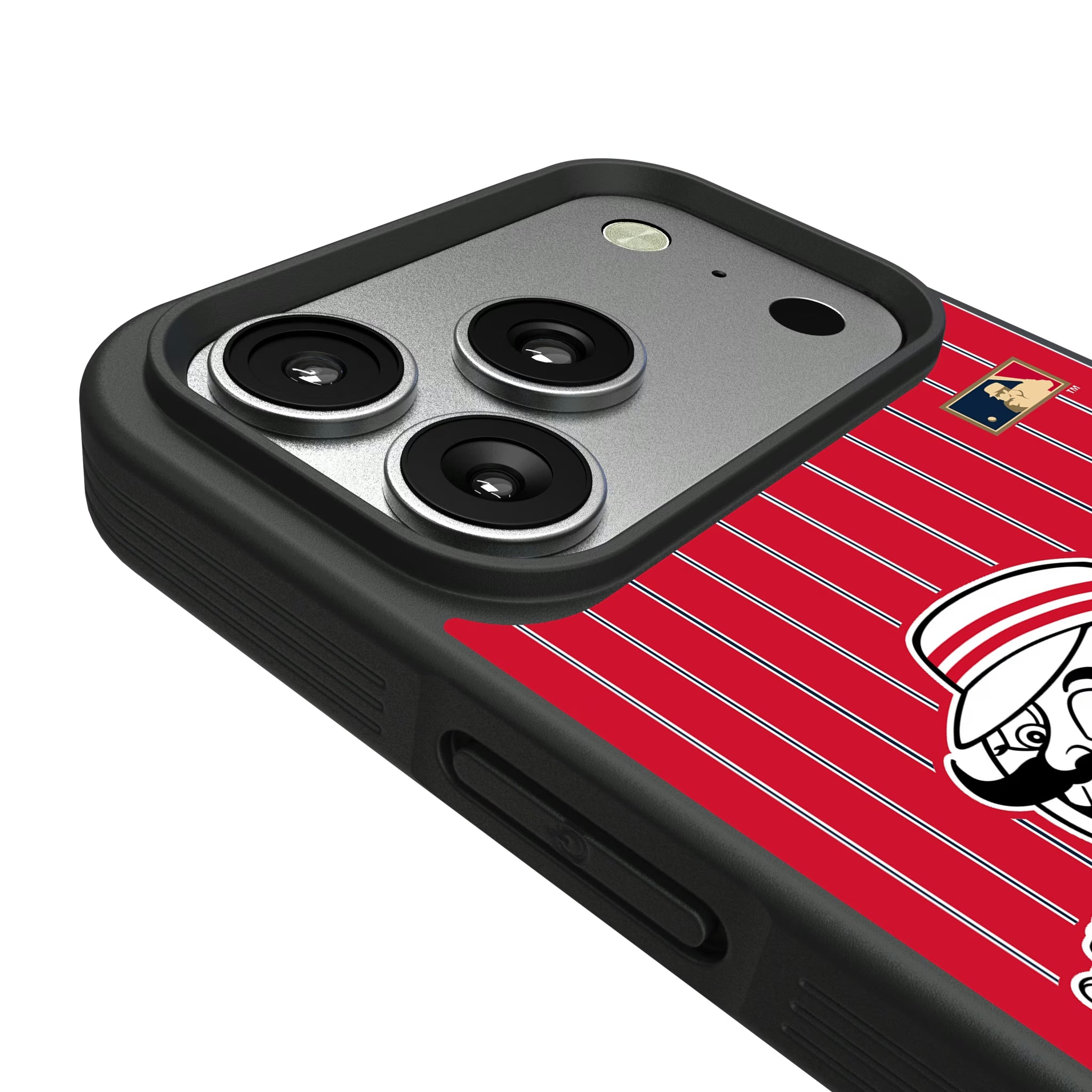 Cincinnati Reds 1953-1967 - Cooperstown Collection Pinstripe iPhone Bump Phone Case for Apple iPhone - Detail#Device_iPhone 17 Pro