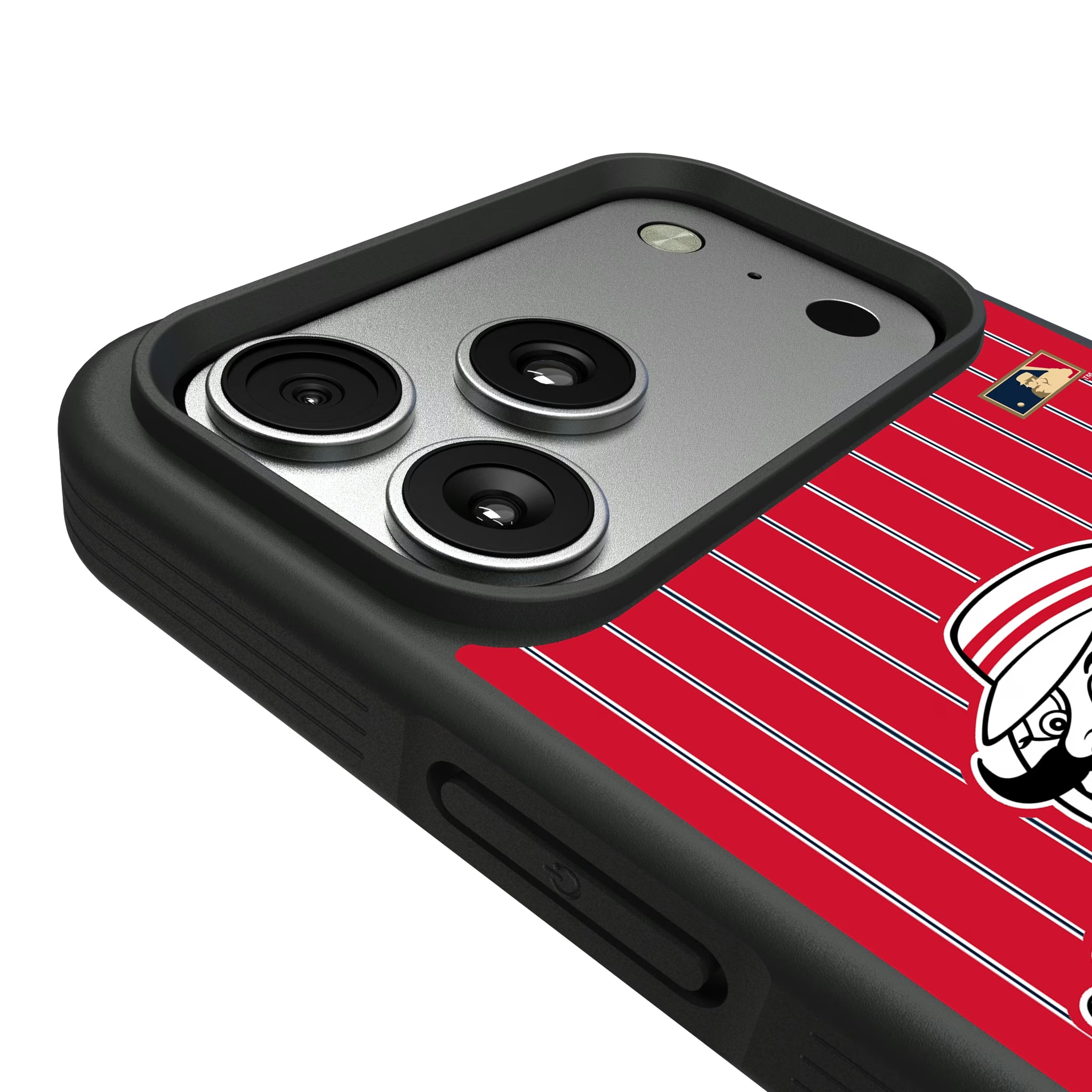 Cincinnati Reds 1953-1967 - Cooperstown Collection Pinstripe iPhone Bump Phone Case for Apple iPhone - Detail#Device_iPhone 17 Pro Max