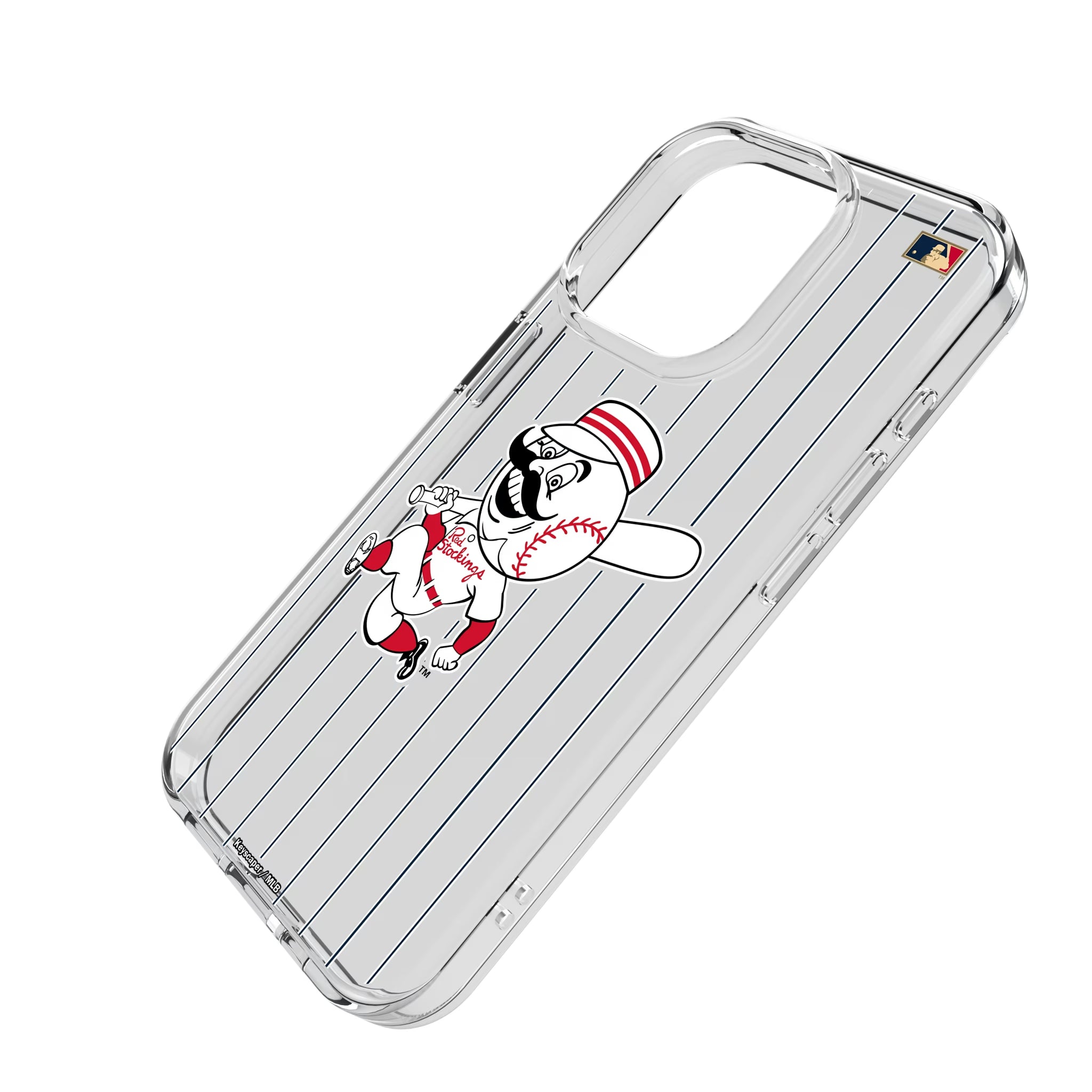 Cincinnati Reds 1953-1967 - Cooperstown Collection Pinstripe iPhone Clear Phone Case for Apple iPhone - Isometric View