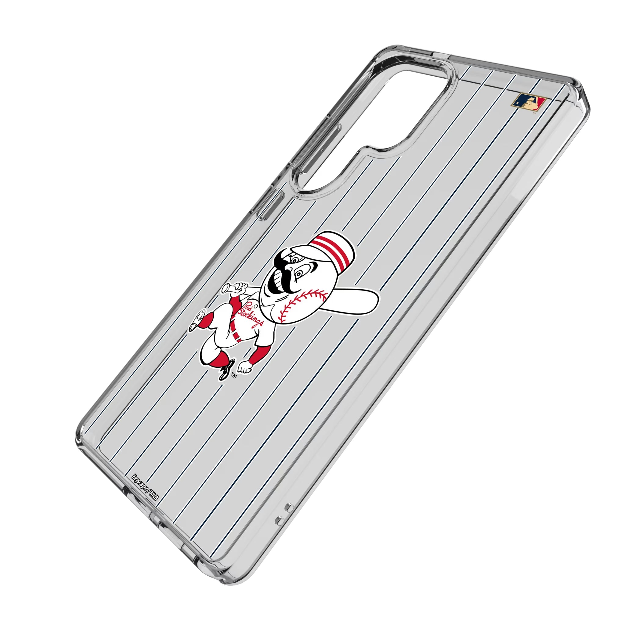 Cincinnati Reds 1953-1967 - Cooperstown Collection Pinstripe Galaxy Clear Phone Case for Samsung Galaxy - Isometric View