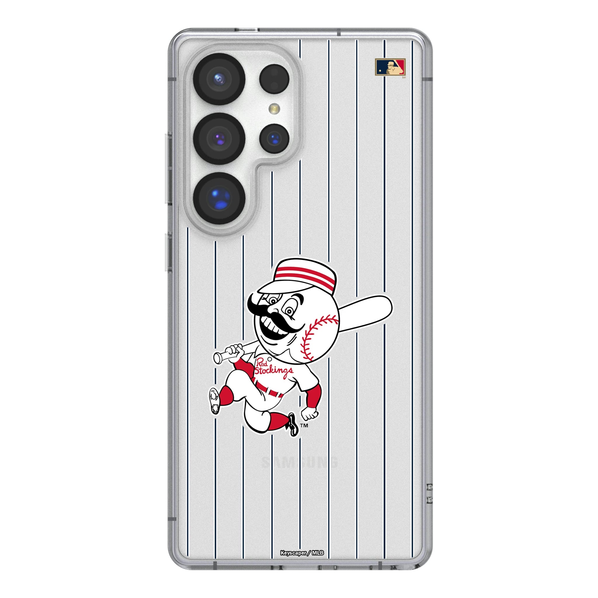 Cincinnati Reds 1953-1967 - Cooperstown Collection Pinstripe Galaxy Clear Phone Case for Samsung Galaxy