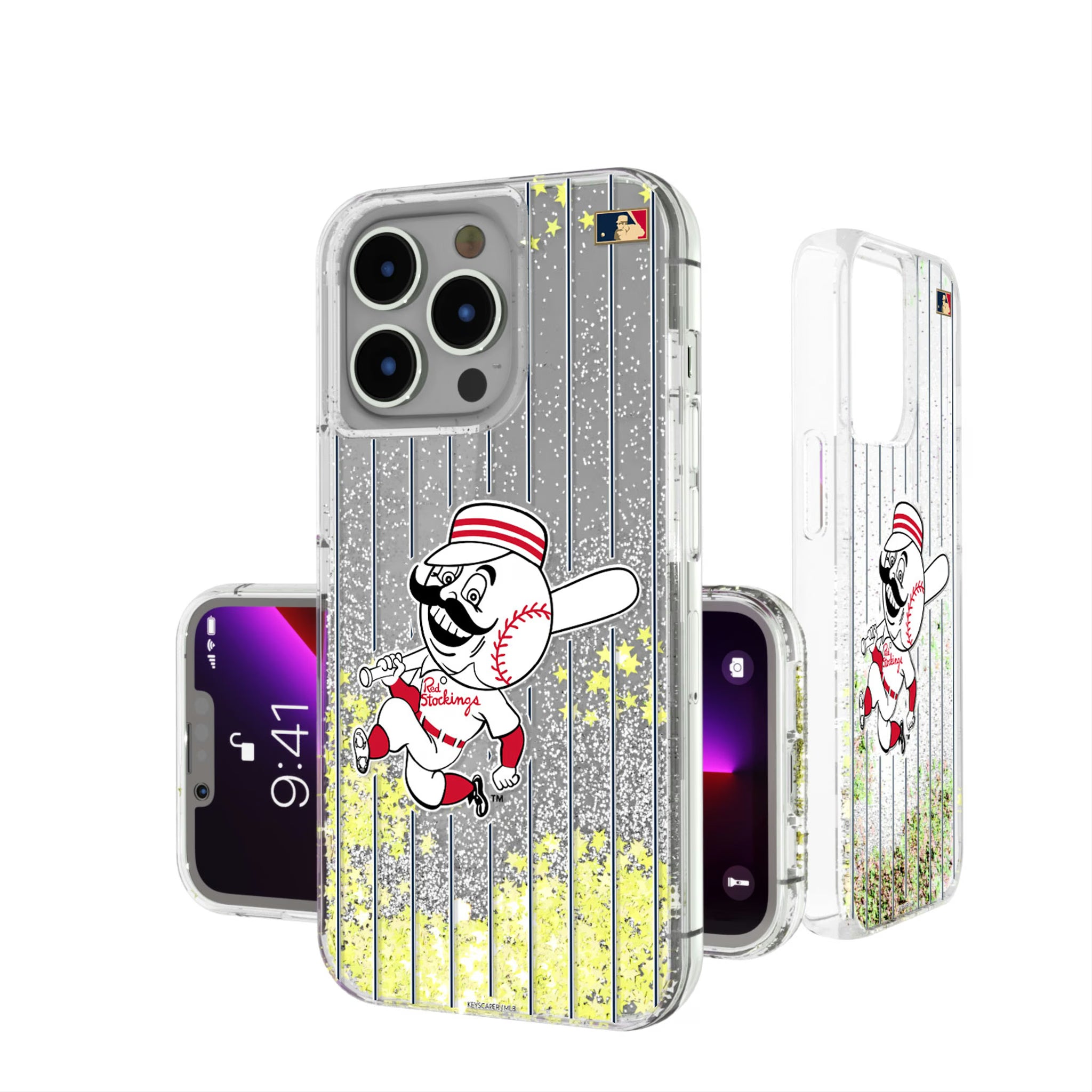 Cincinnati Reds 1953-1967 - Cooperstown Collection Pinstripe iPhone Glitter Phone Case for Apple iPhone