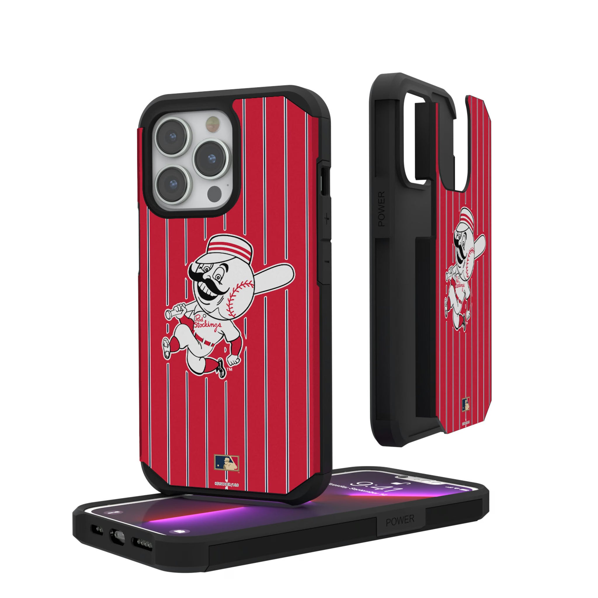 Cincinnati Reds 1953-1967 - Cooperstown Collection Pinstripe iPhone Rugged Phone Case for Apple iPhone