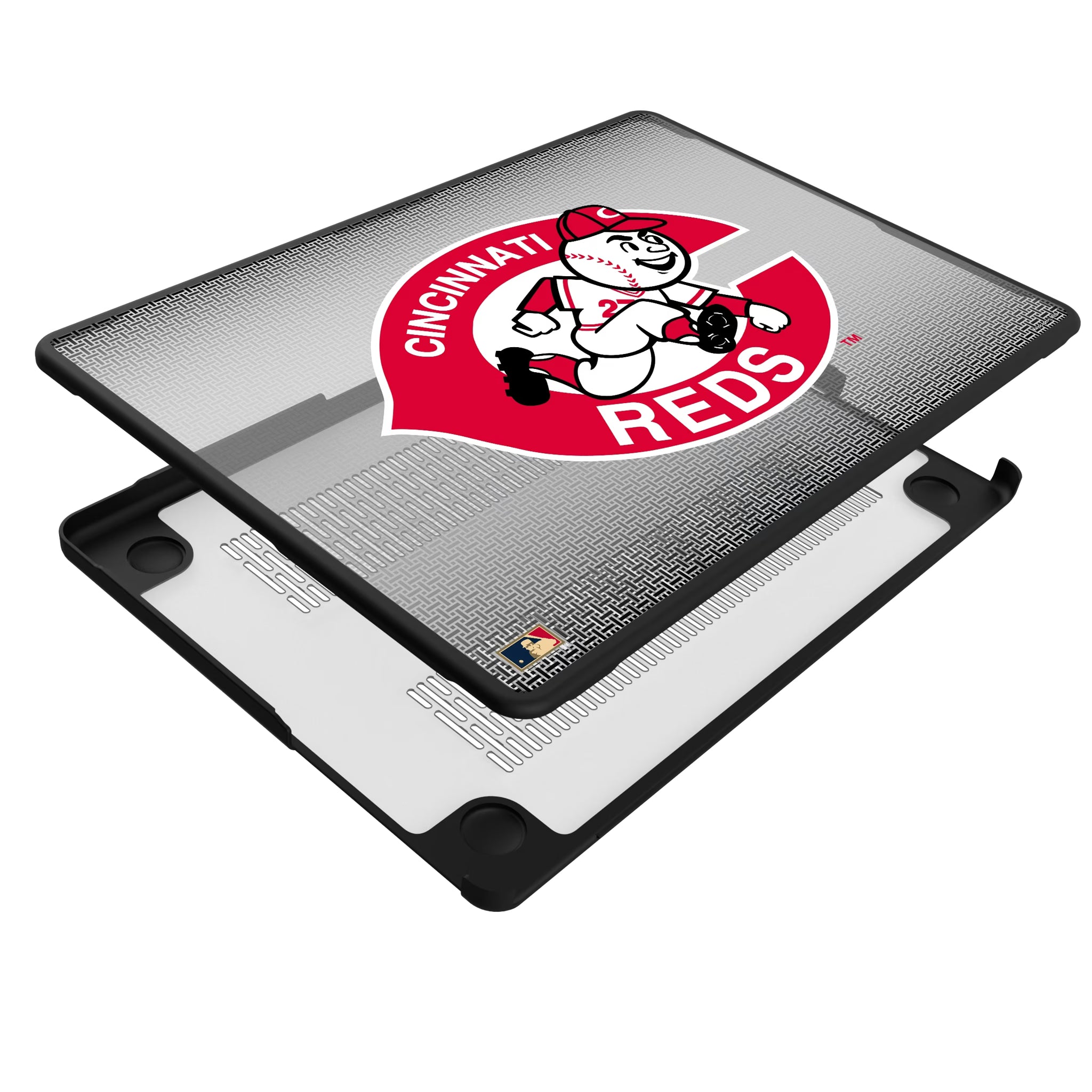 Cincinnati Reds 1974-1992 - Cooperstown Collection Linen MacBook Laptop Case for Apple MacBook - Isometric View#Device_MacBook Pro (14-inch, 2021) / MacBook Pro (14-inch, 2023) / MacBook Pro (14-inch, 2024)