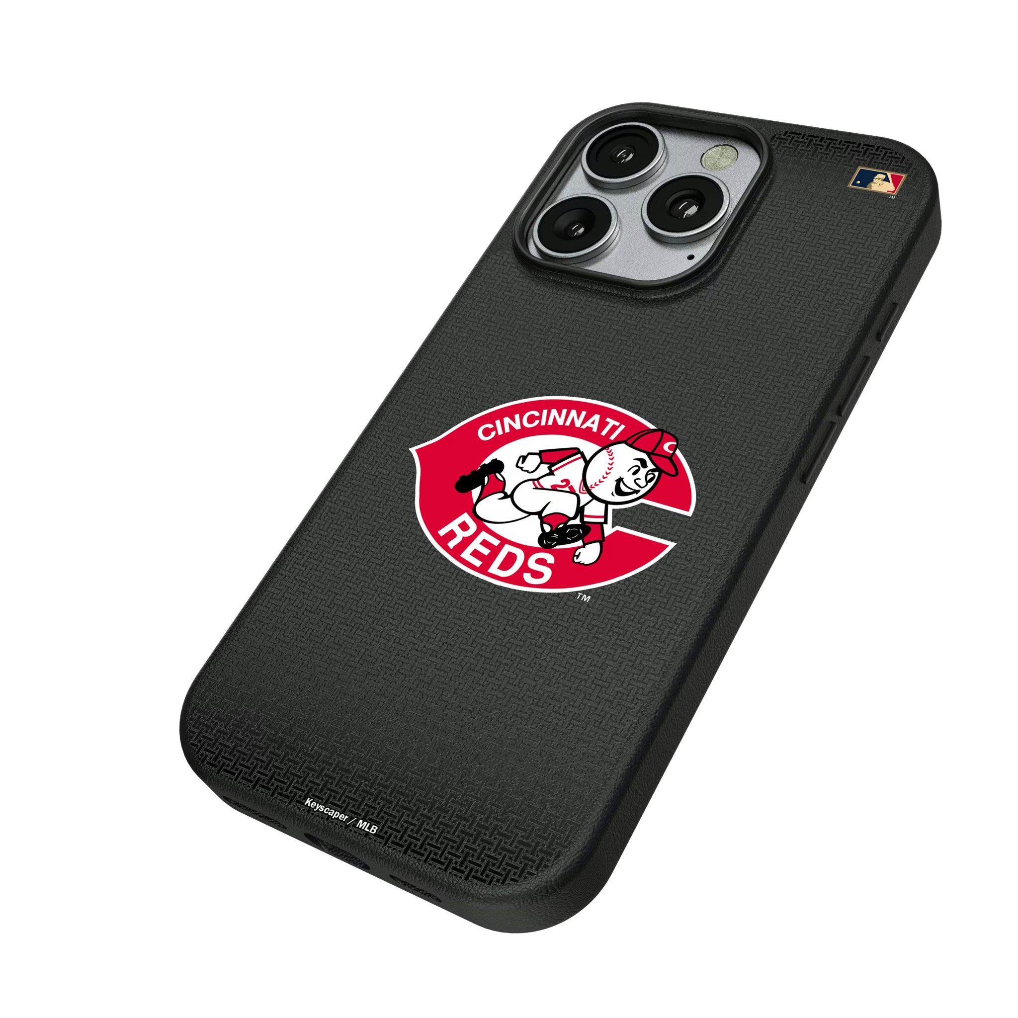 Cincinnati Reds 1974-1992 - Cooperstown Collection Linen iPhone MagSafe Compatible Phone Case for Apple iPhone - Isometric View