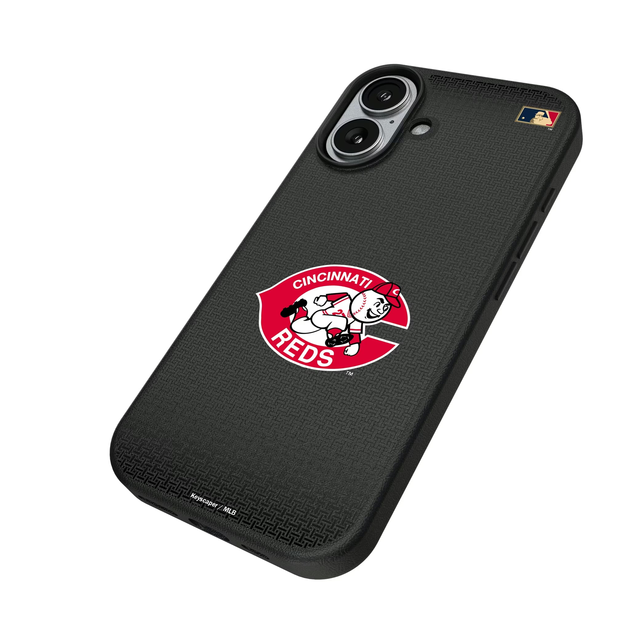 Cincinnati Reds 1974-1992 - Cooperstown Collection Linen iPhone MagSafe Compatible Phone Case for Apple iPhone - Isometric View#Device_iPhone 17