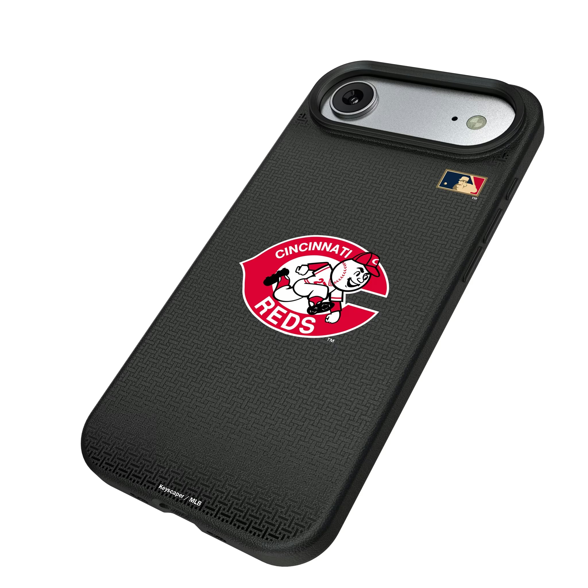 Cincinnati Reds 1974-1992 - Cooperstown Collection Linen iPhone MagSafe Compatible Phone Case for Apple iPhone - Isometric View#Device_iPhone Air