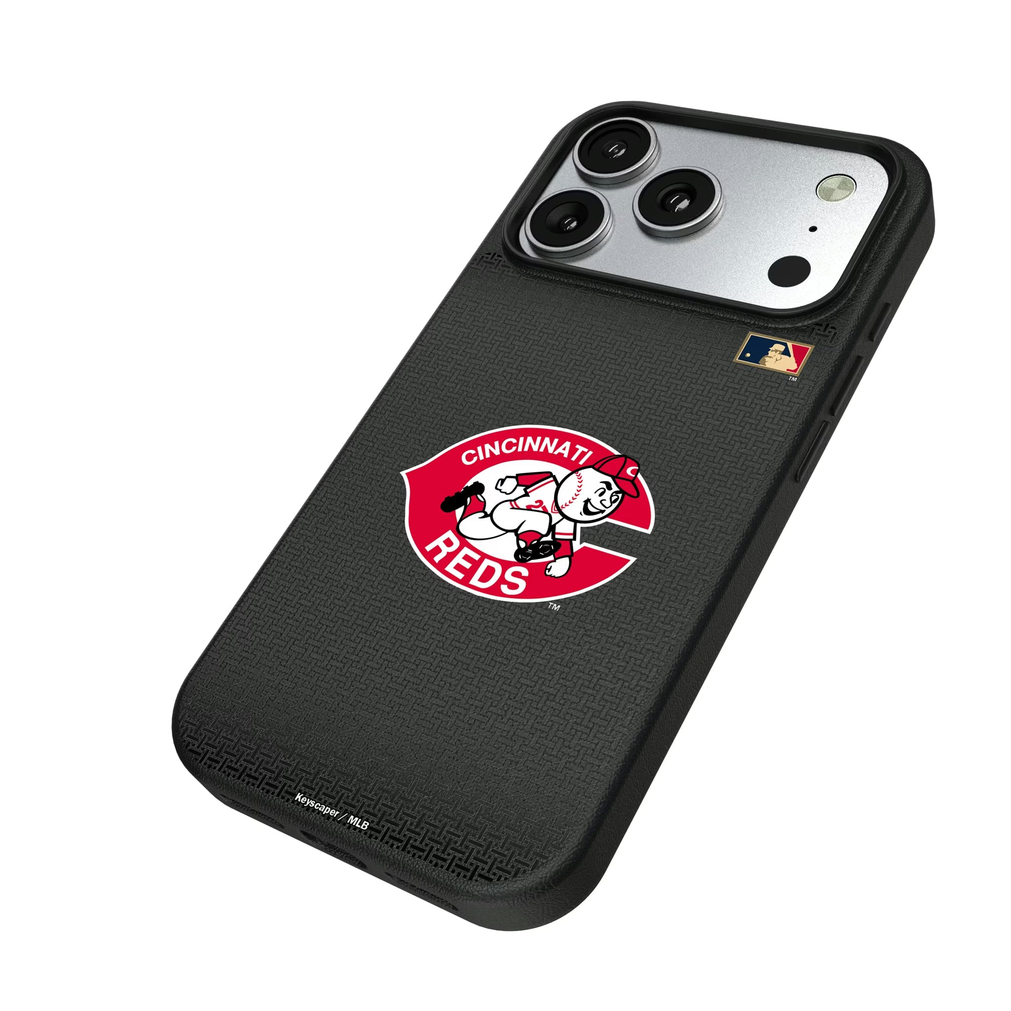 Cincinnati Reds 1974-1992 - Cooperstown Collection Linen iPhone MagSafe Compatible Phone Case for Apple iPhone - Isometric View#Device_iPhone 17 Pro