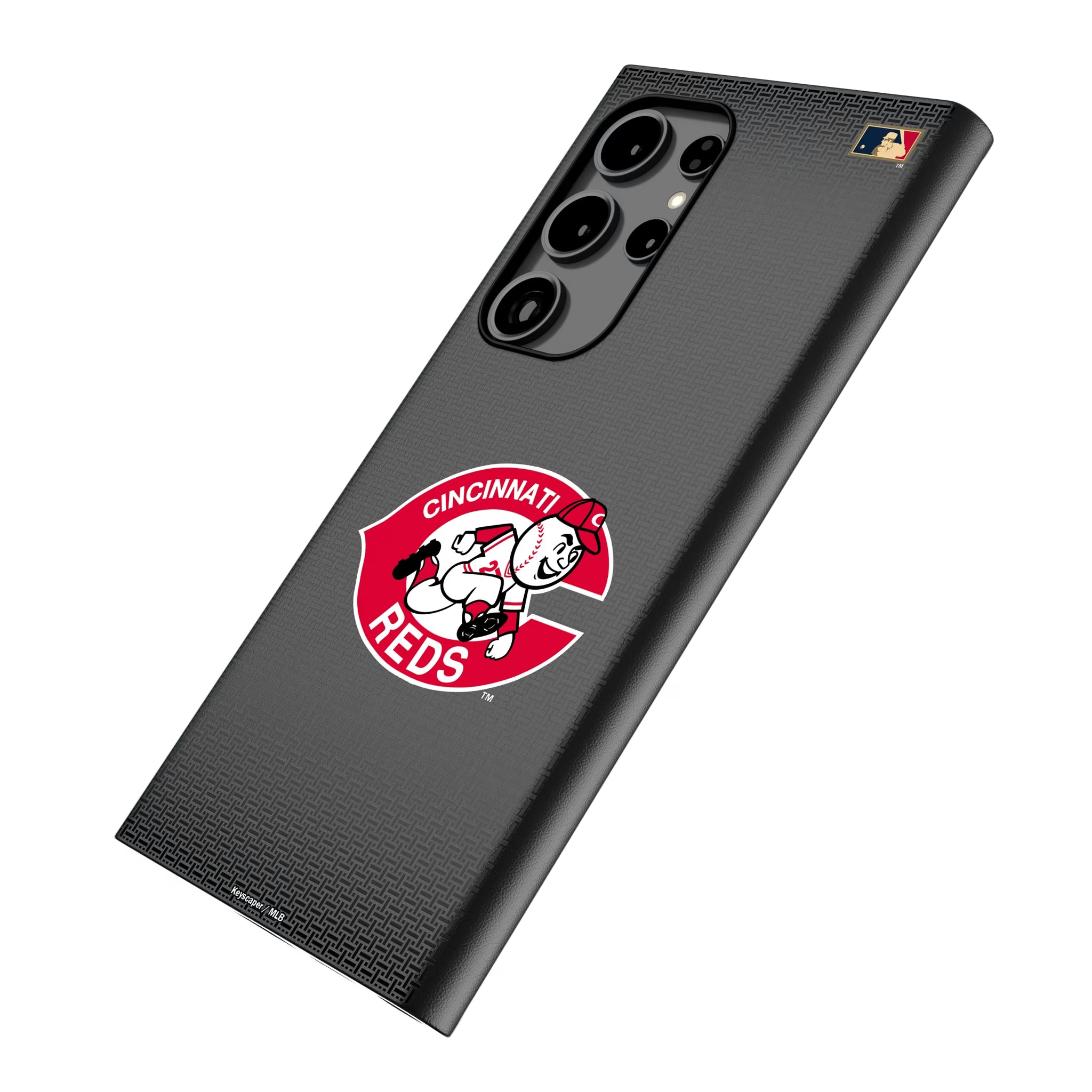 Cincinnati Reds 1974-1992 - Cooperstown Collection Linen Galaxy MagSafe Compatible Phone Case for Samsung Galaxy - Isometric View