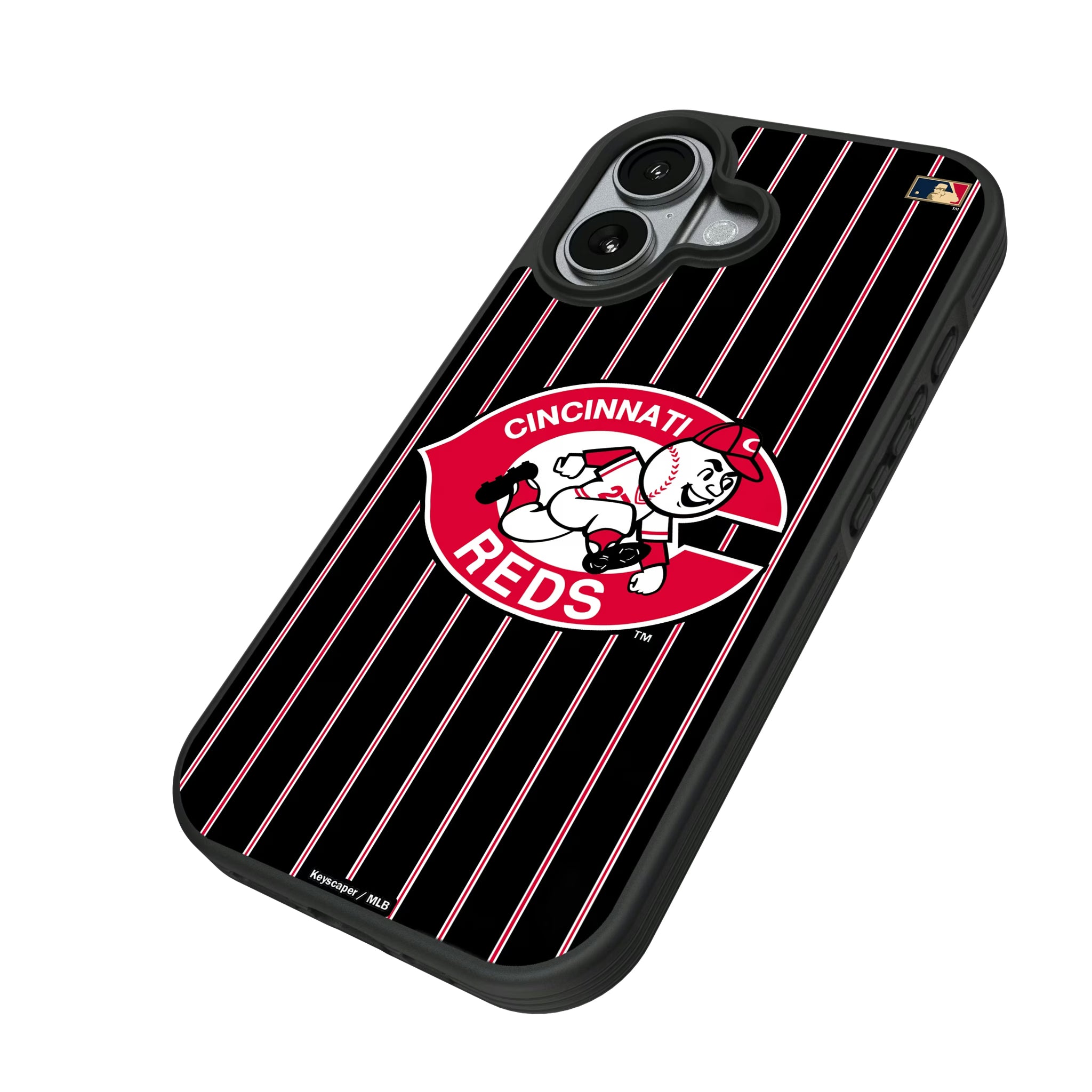 Cincinnati Reds 1974-1992 - Cooperstown Collection Pinstripe iPhone Bump Phone Case for Apple iPhone - Isometric View#Device_iPhone 17