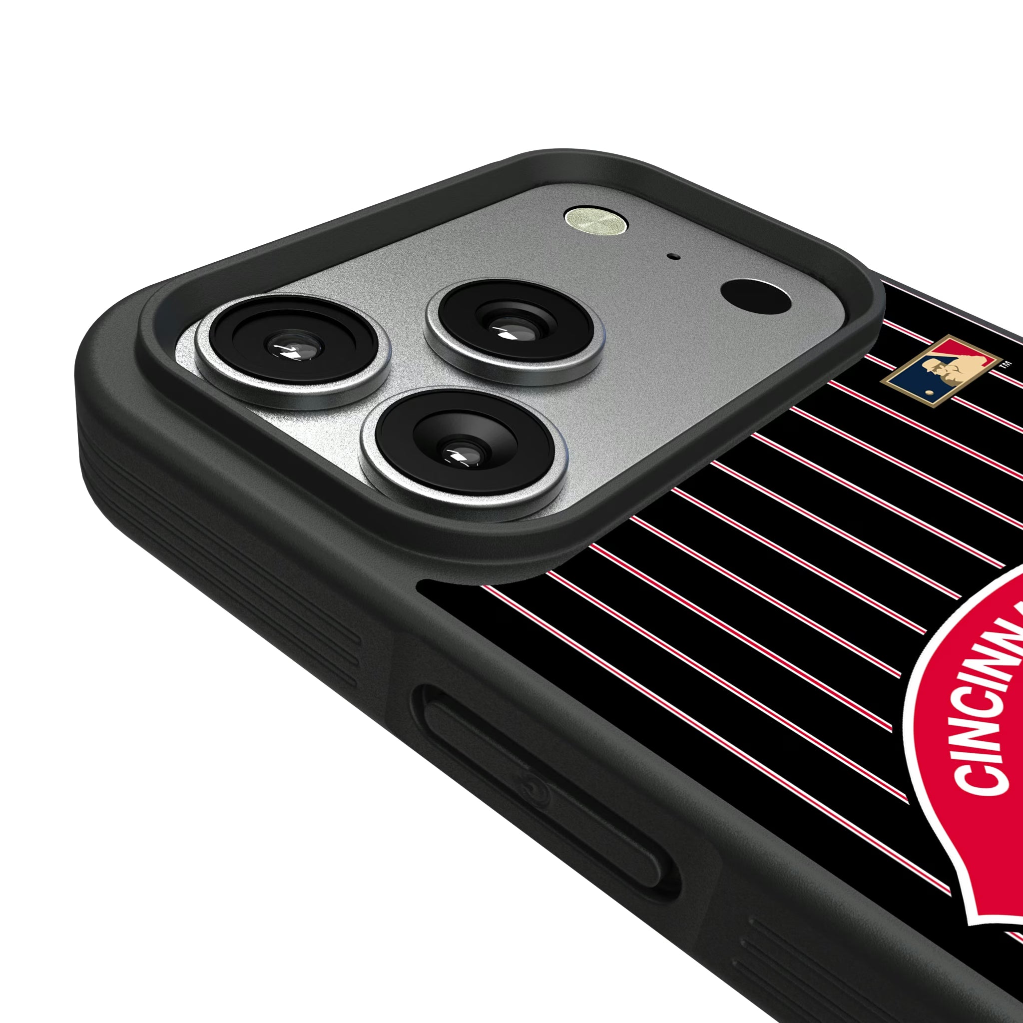 Cincinnati Reds 1974-1992 - Cooperstown Collection Pinstripe iPhone Bump Phone Case for Apple iPhone - Detail#Device_iPhone 17 Pro