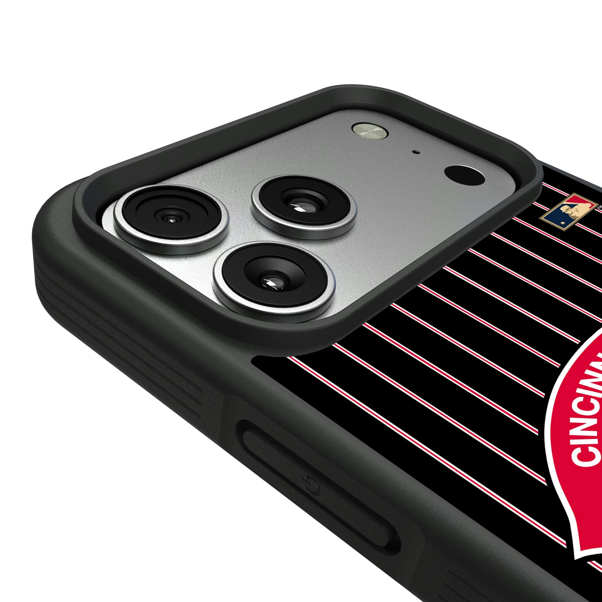 Cincinnati Reds 1974-1992 - Cooperstown Collection Pinstripe iPhone Bump Phone Case for Apple iPhone - Detail#Device_iPhone 17 Pro Max
