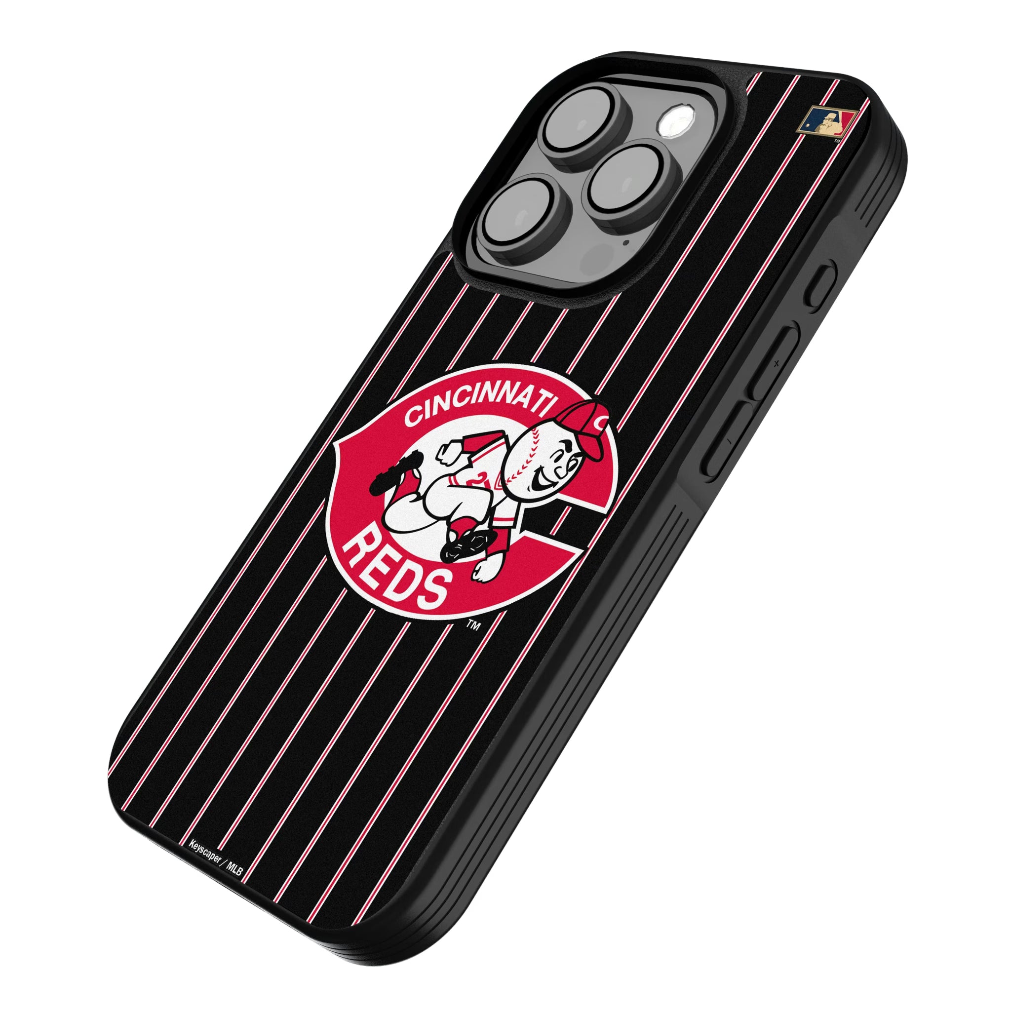 Cincinnati Reds 1974-1992 - Cooperstown Collection Pinstripe iPhone Bump Phone Case for Apple iPhone - Isometric View