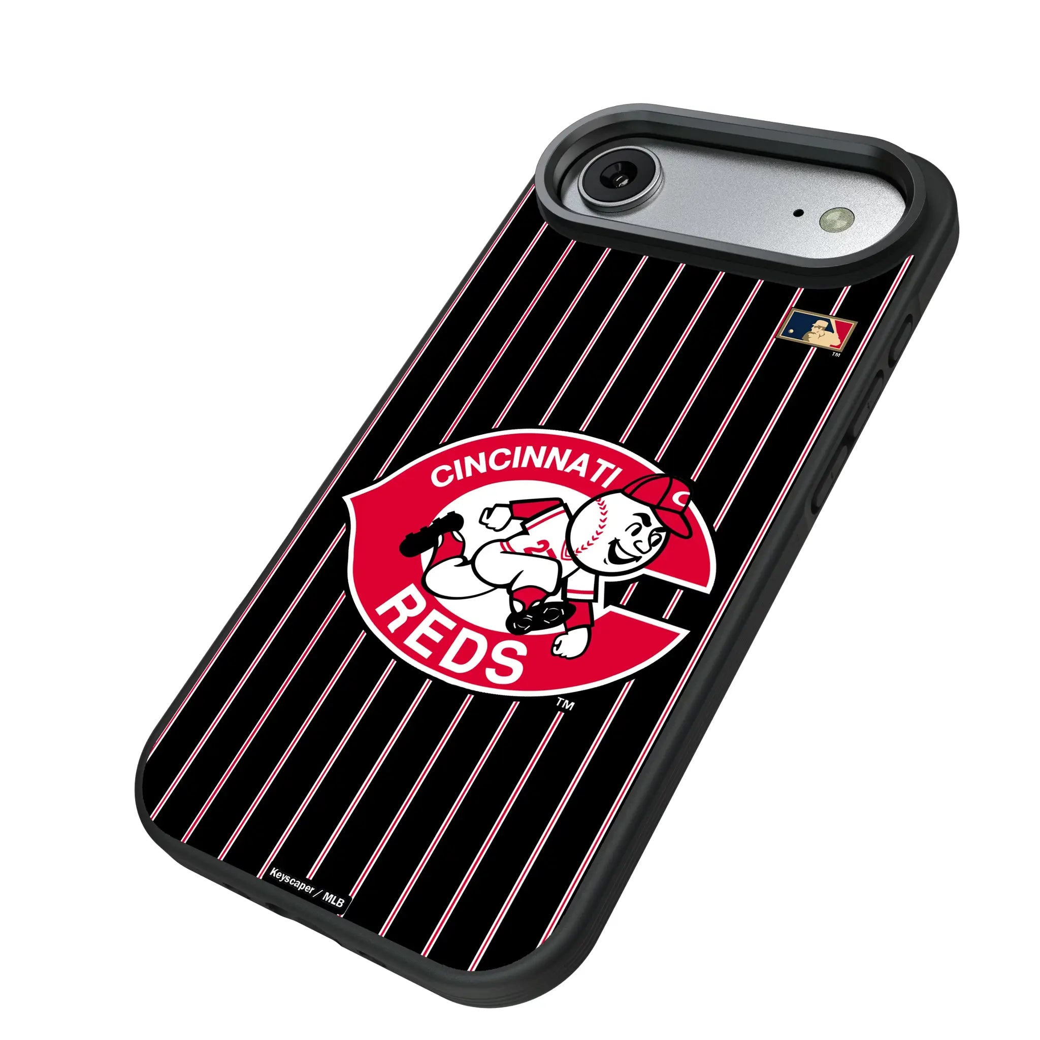 Cincinnati Reds 1974-1992 - Cooperstown Collection Pinstripe iPhone Bump Phone Case for Apple iPhone - Isometric View#Device_iPhone Air