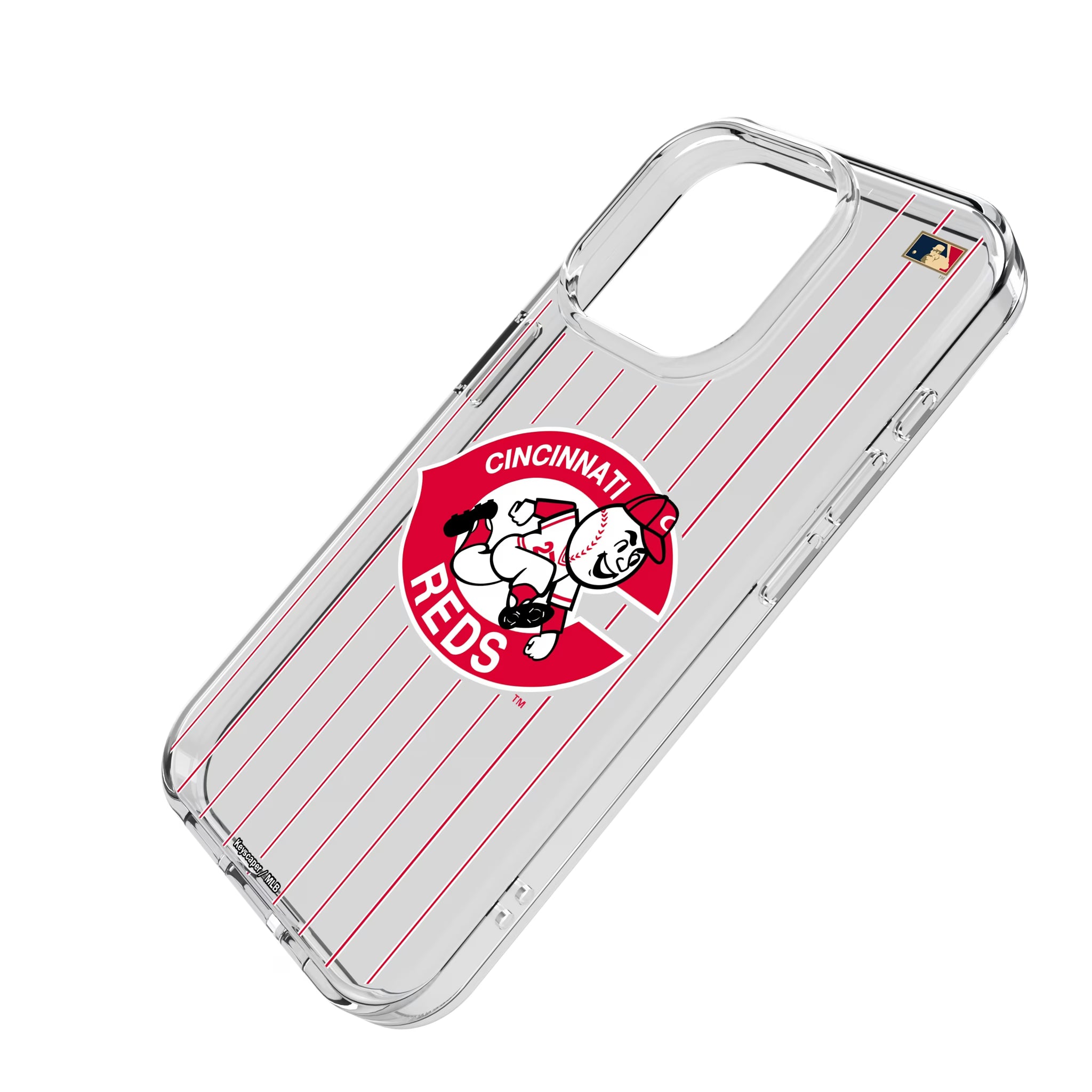 Cincinnati Reds 1974-1992 - Cooperstown Collection Pinstripe iPhone Clear Phone Case for Apple iPhone - Isometric View