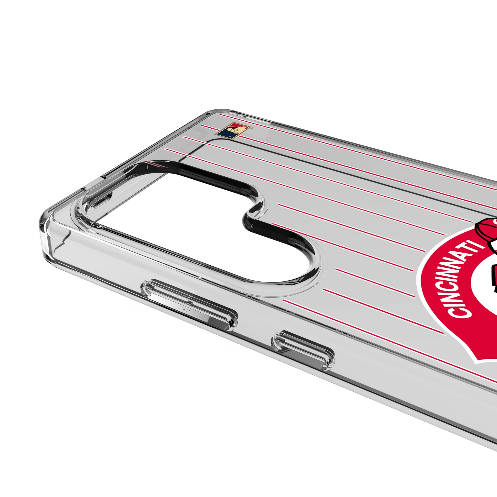 Cincinnati Reds 1974-1992 - Cooperstown Collection Pinstripe Galaxy Clear Phone Case for Samsung Galaxy - Detail