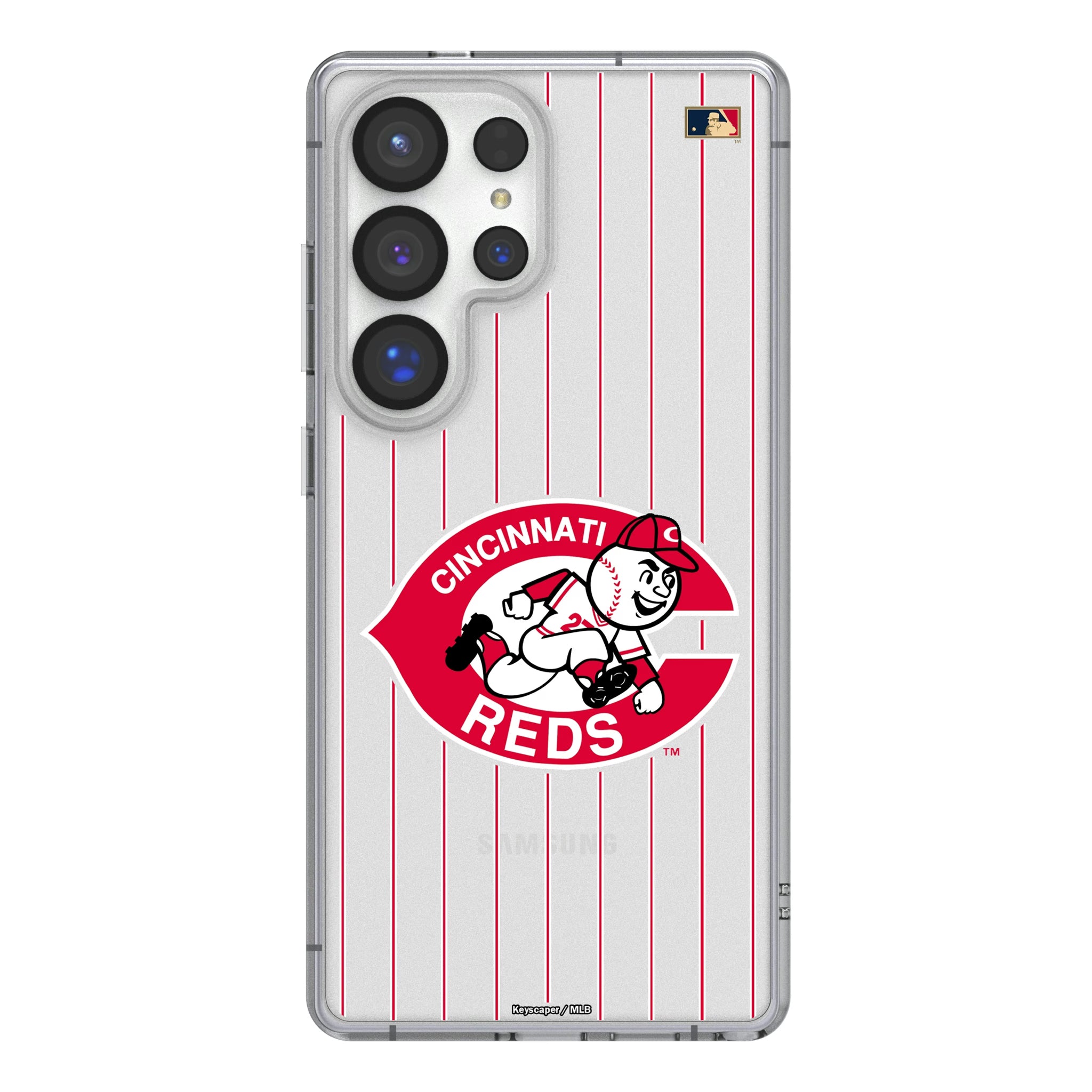 Cincinnati Reds 1974-1992 - Cooperstown Collection Pinstripe Galaxy Clear Phone Case for Samsung Galaxy